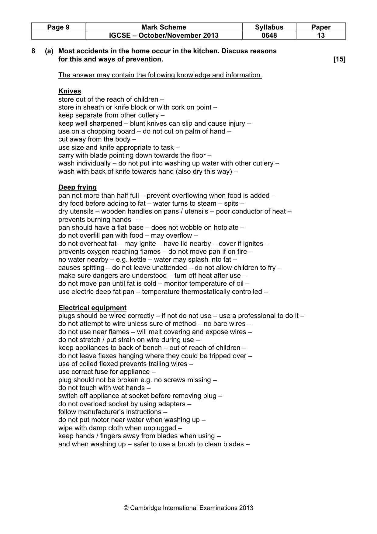Mark scheme, page 9 of 13
