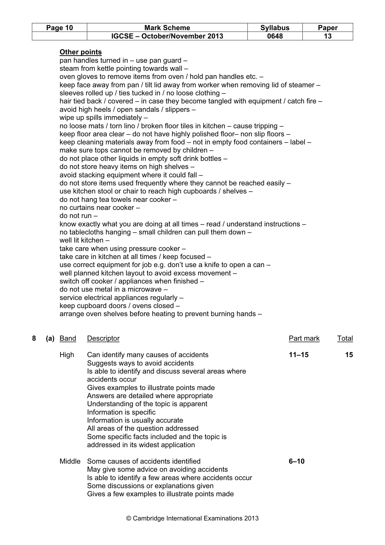 Mark scheme, page 10 of 13