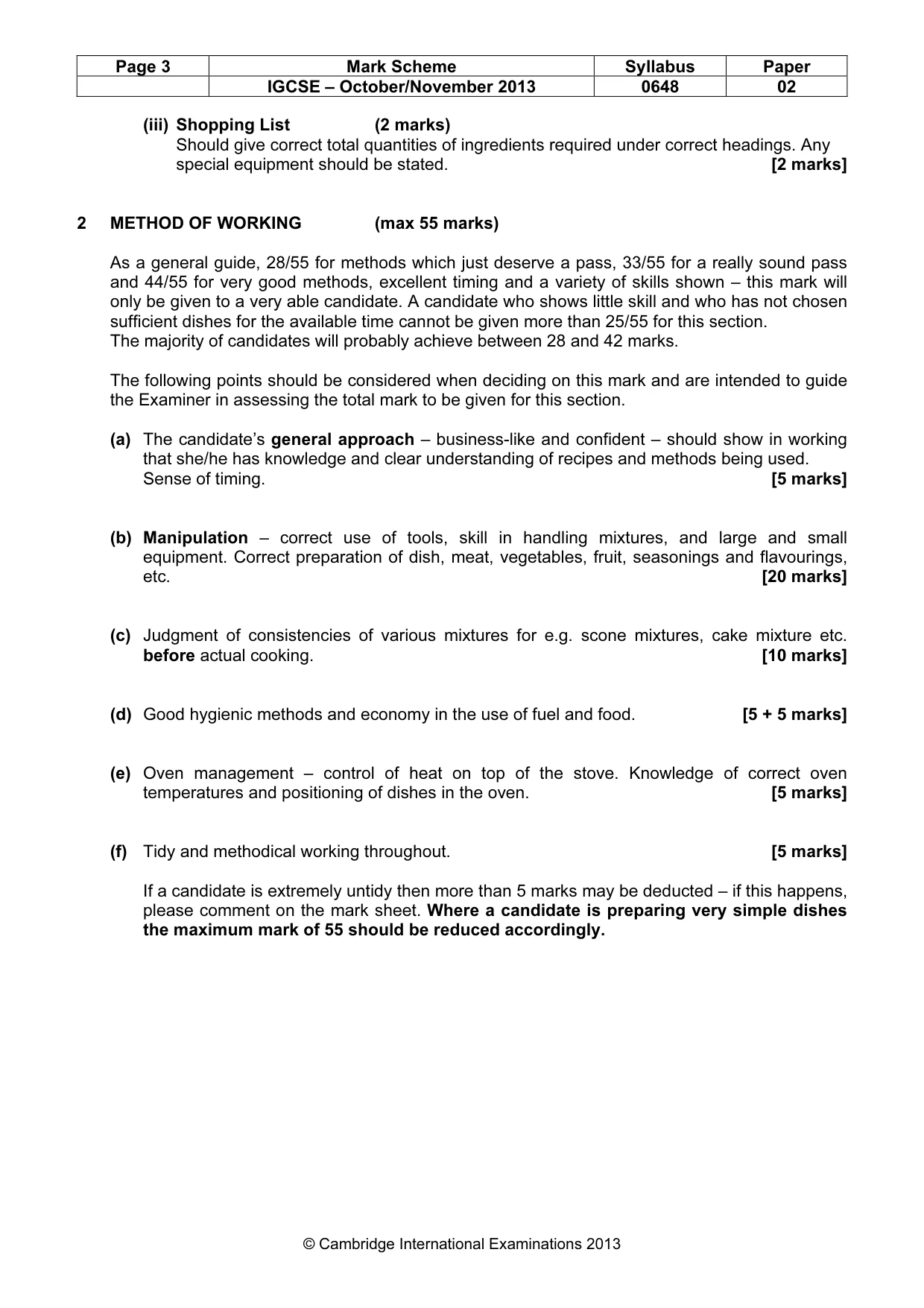 Mark scheme, page 3 of 6