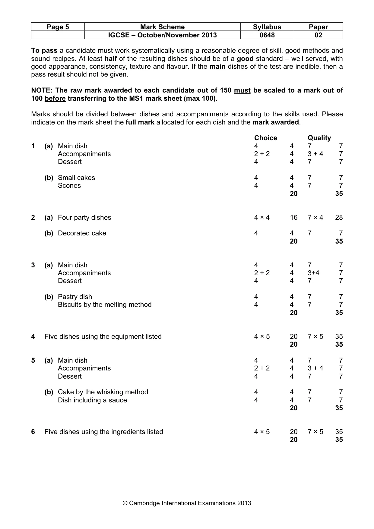 Mark scheme, page 5 of 6
