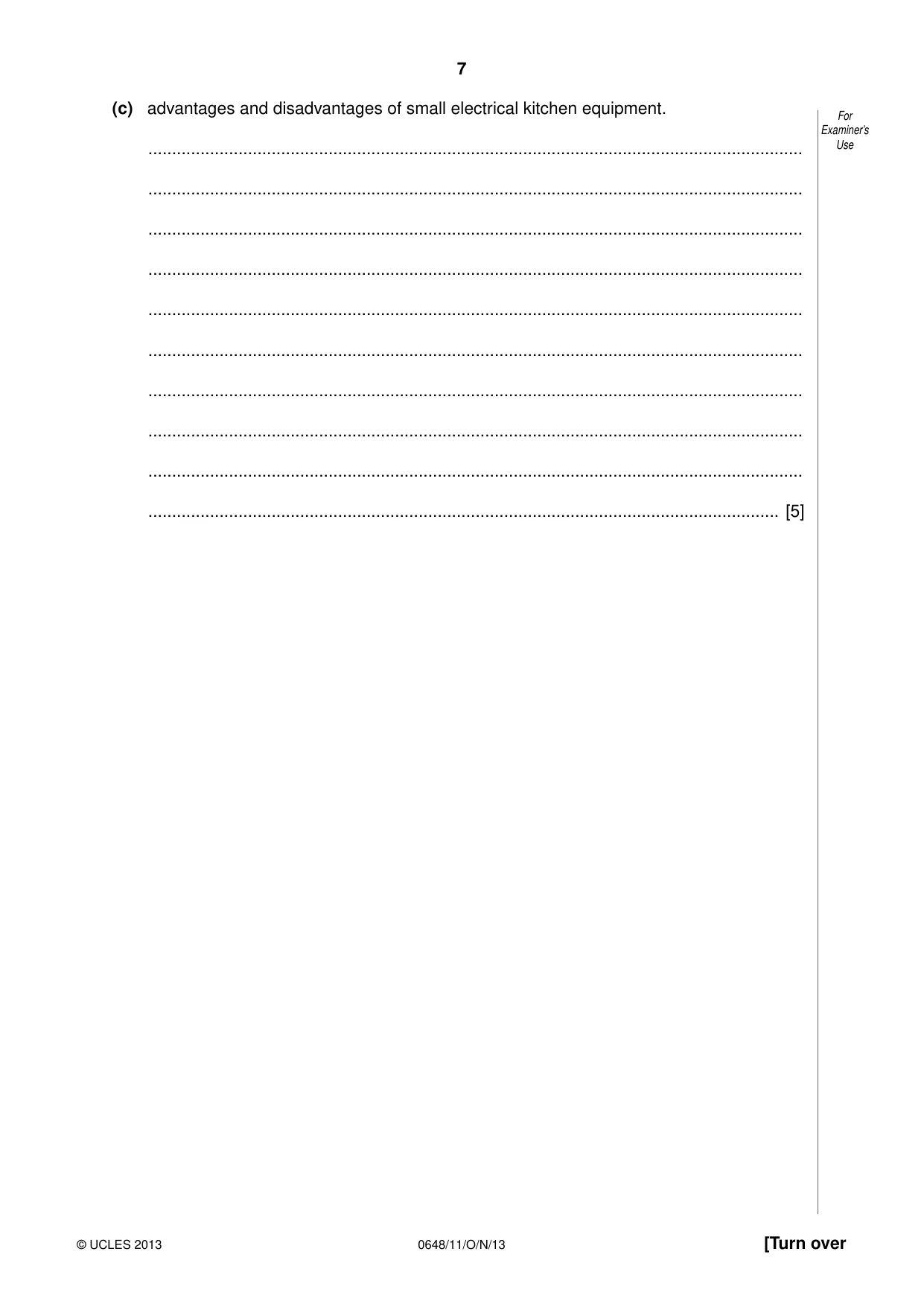 Cambridge IGCSE Food and Nutrition 0648 2013 Oct/Nov Paper 1 · Variant 1 question paper, page 7 of 12