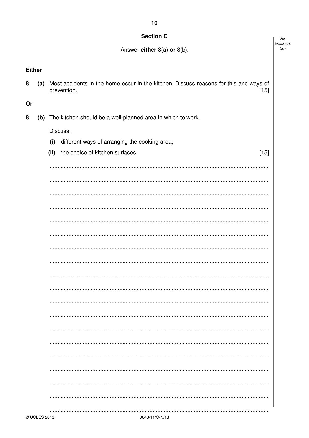 Cambridge IGCSE Food and Nutrition 0648 2013 Oct/Nov Paper 1 · Variant 1 question paper, page 10 of 12
