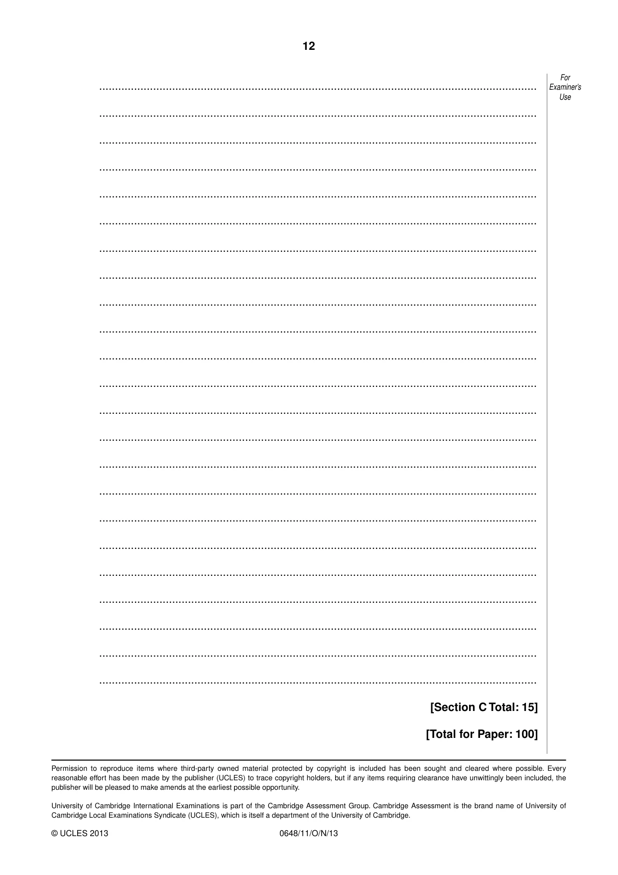 Cambridge IGCSE Food and Nutrition 0648 2013 Oct/Nov Paper 1 · Variant 1 question paper, page 12 of 12