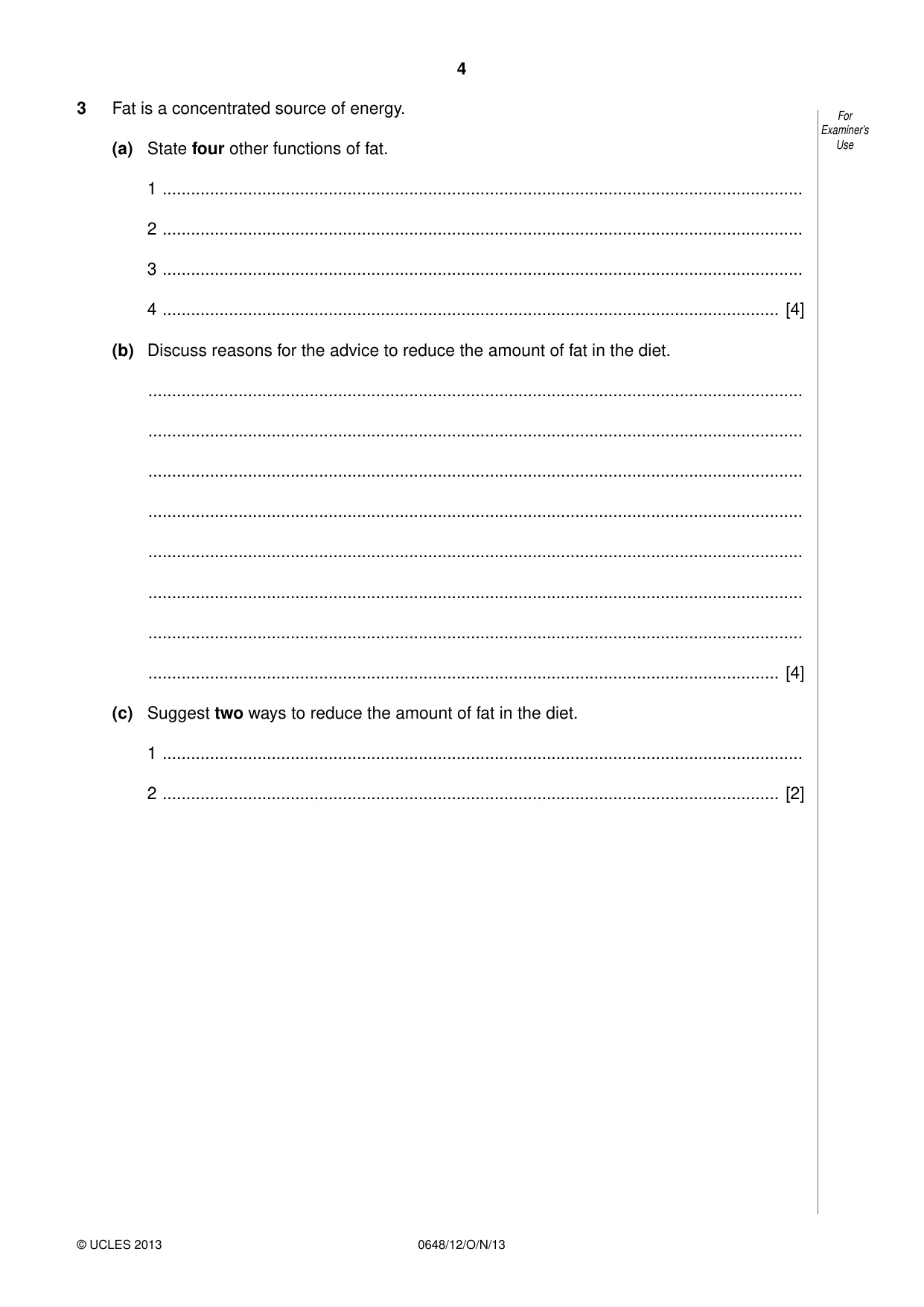 Cambridge IGCSE Food and Nutrition 0648 2013 Oct/Nov Paper 1 · Variant 2 question paper, page 4 of 16