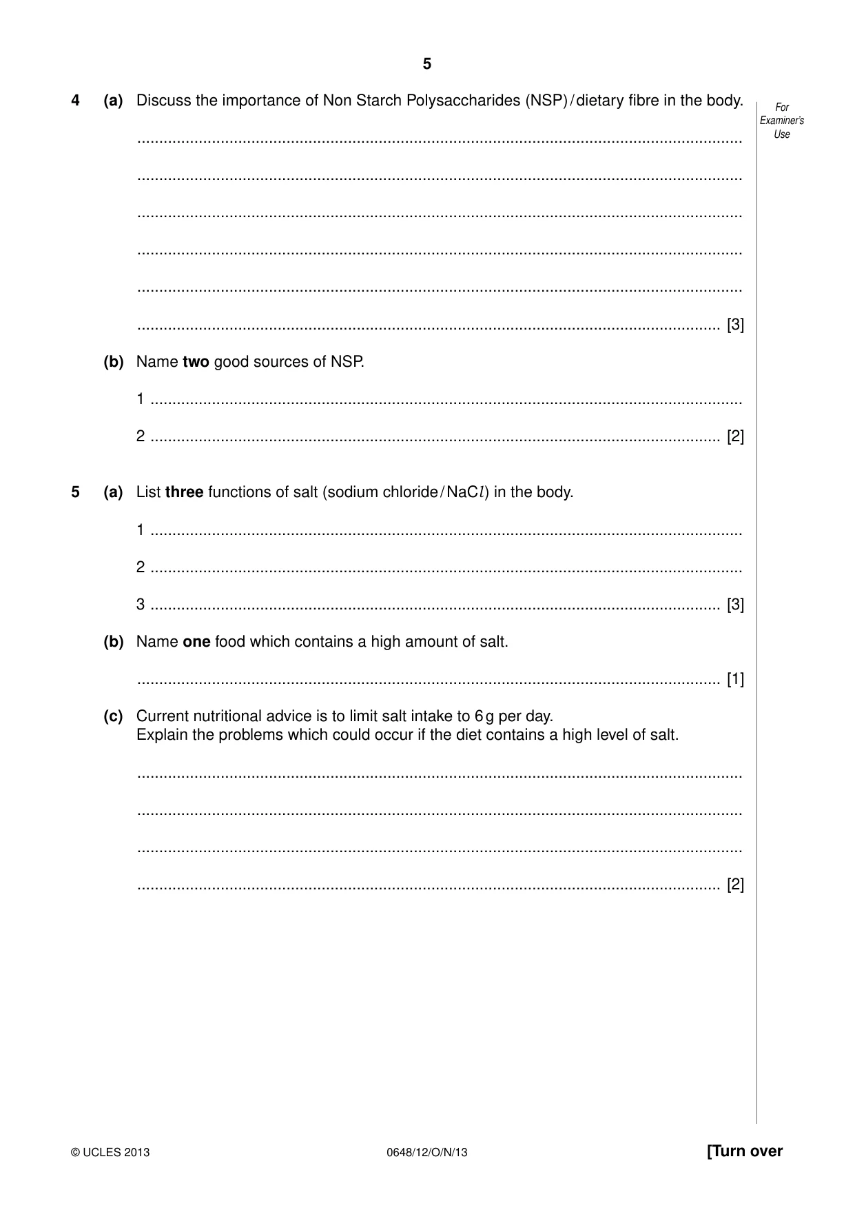 Cambridge IGCSE Food and Nutrition 0648 2013 Oct/Nov Paper 1 · Variant 2 question paper, page 5 of 16