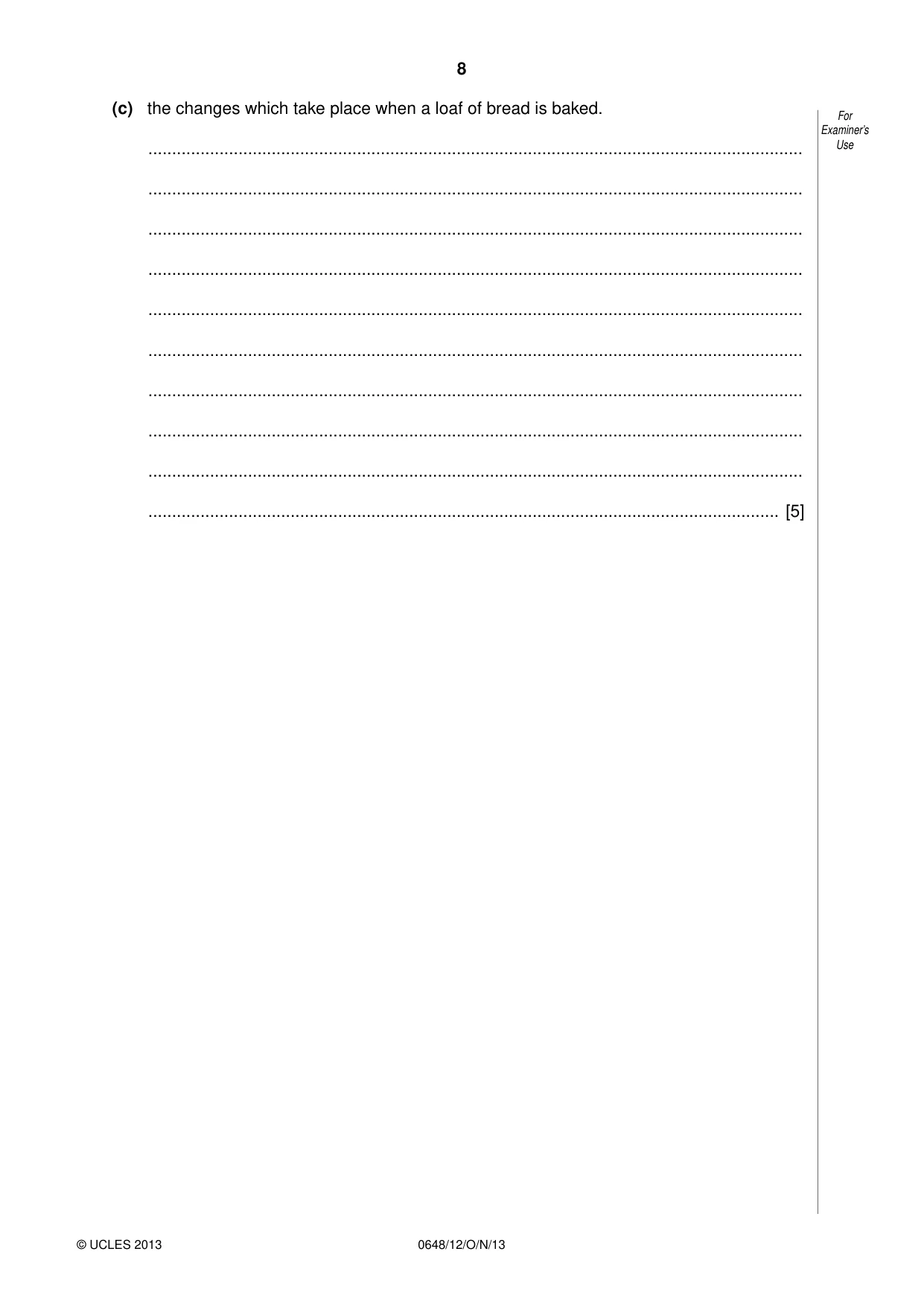Cambridge IGCSE Food and Nutrition 0648 2013 Oct/Nov Paper 1 · Variant 2 question paper, page 8 of 16