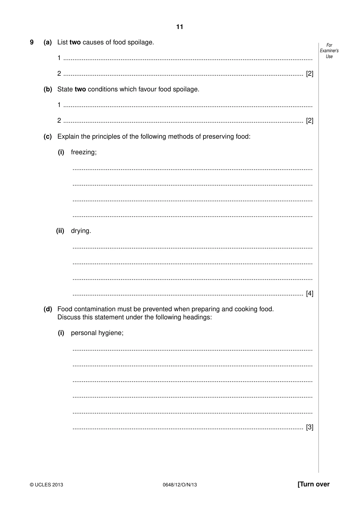 Cambridge IGCSE Food and Nutrition 0648 2013 Oct/Nov Paper 1 · Variant 2 question paper, page 11 of 16