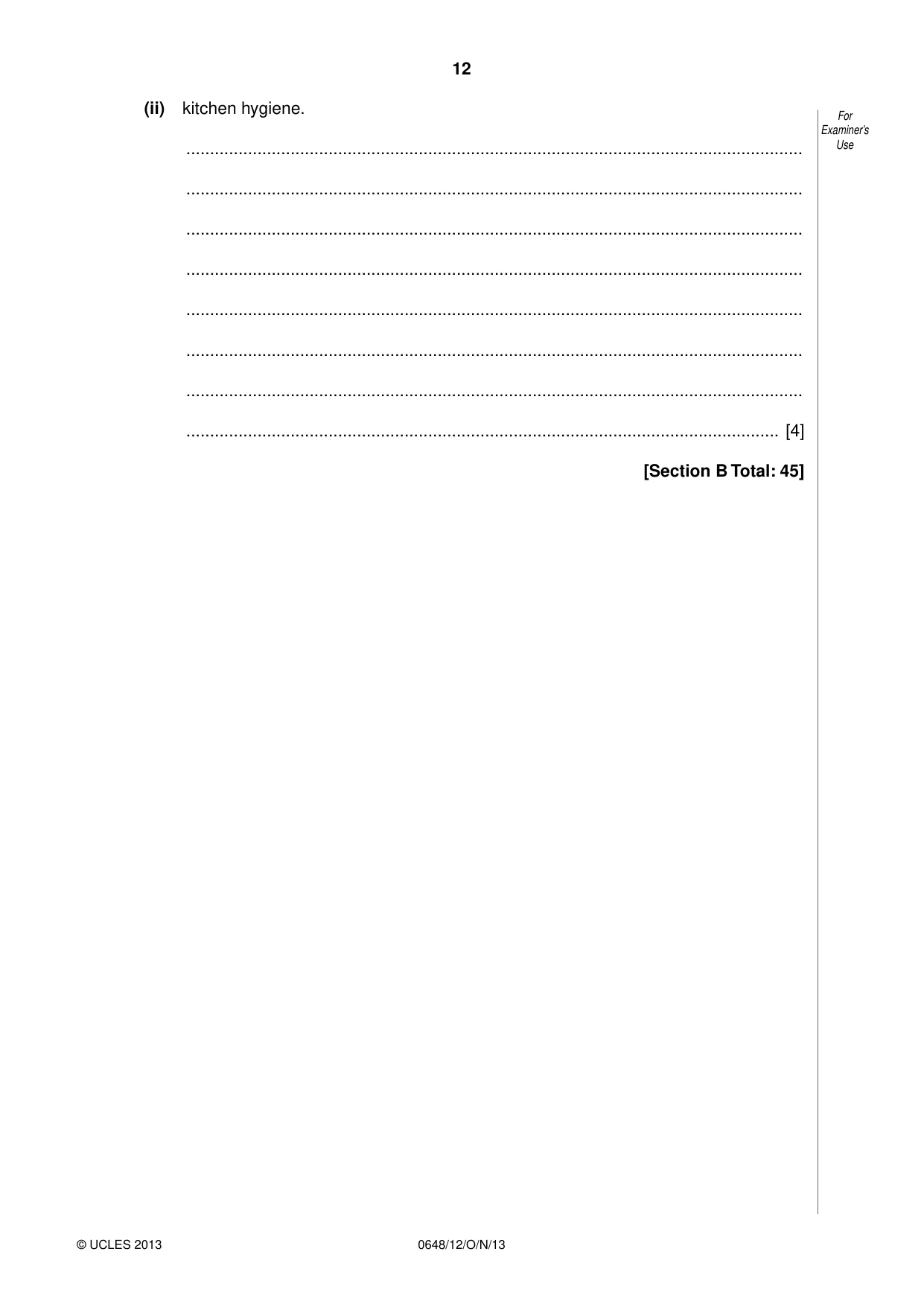 Cambridge IGCSE Food and Nutrition 0648 2013 Oct/Nov Paper 1 · Variant 2 question paper, page 12 of 16