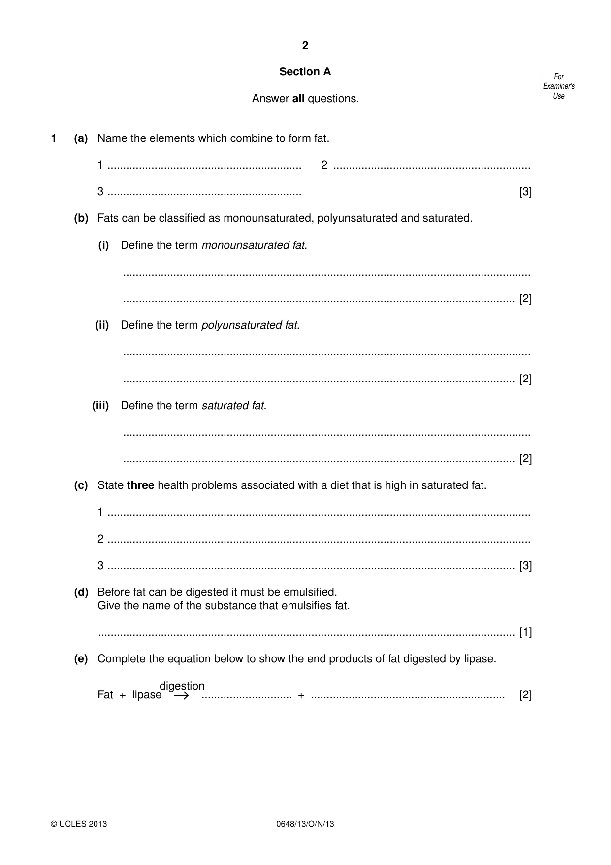 Cambridge IGCSE Food and Nutrition 0648 2013 Oct/Nov Paper 1 · Variant 3 question paper, page 2 of 12