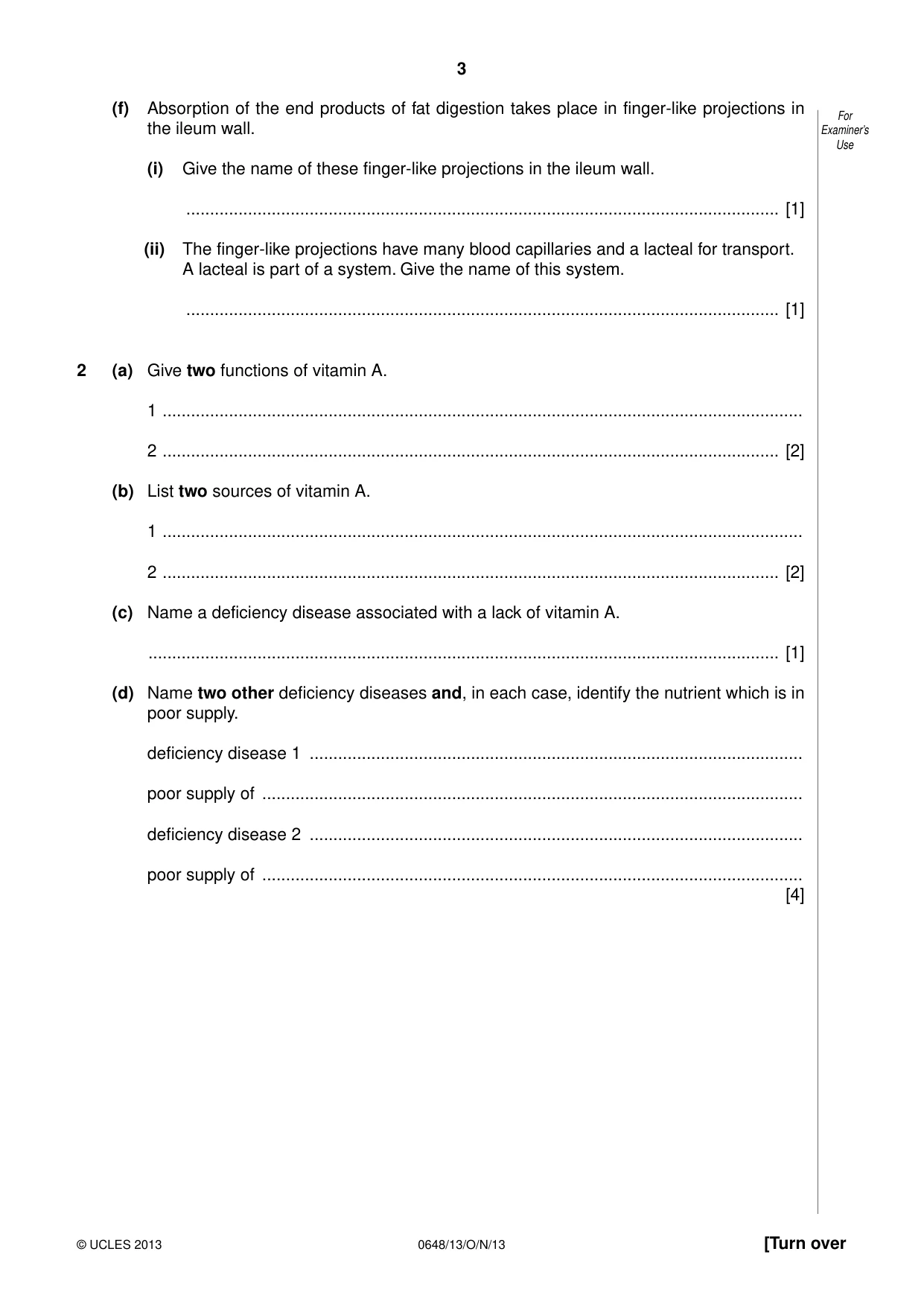 Cambridge IGCSE Food and Nutrition 0648 2013 Oct/Nov Paper 1 · Variant 3 question paper, page 3 of 12
