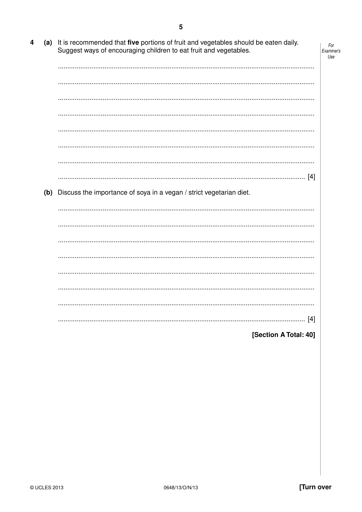 Cambridge IGCSE Food and Nutrition 0648 2013 Oct/Nov Paper 1 · Variant 3 question paper, page 5 of 12