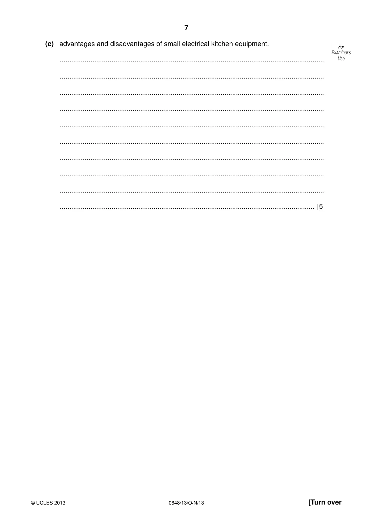 Cambridge IGCSE Food and Nutrition 0648 2013 Oct/Nov Paper 1 · Variant 3 question paper, page 7 of 12