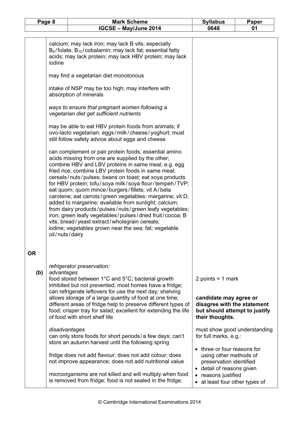 Mark scheme, page 8 of 10