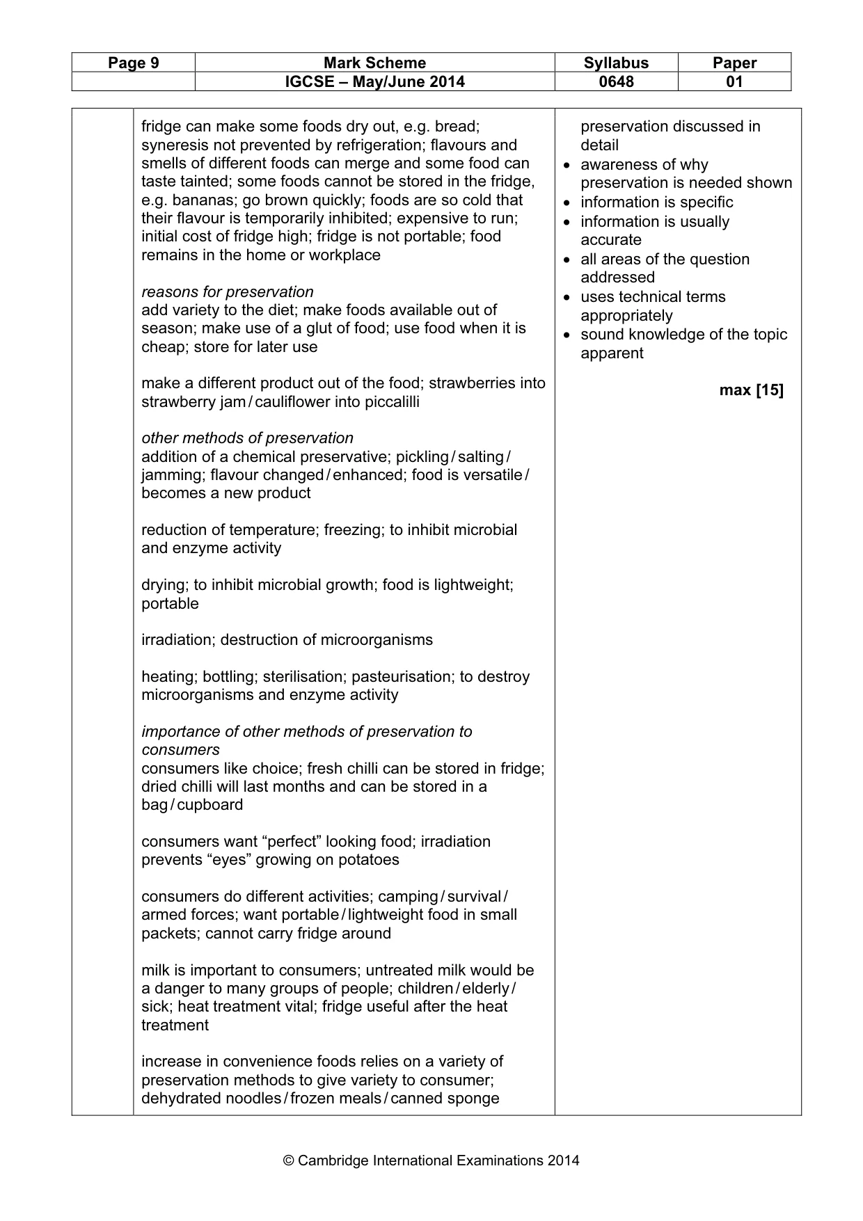 Mark scheme, page 9 of 10