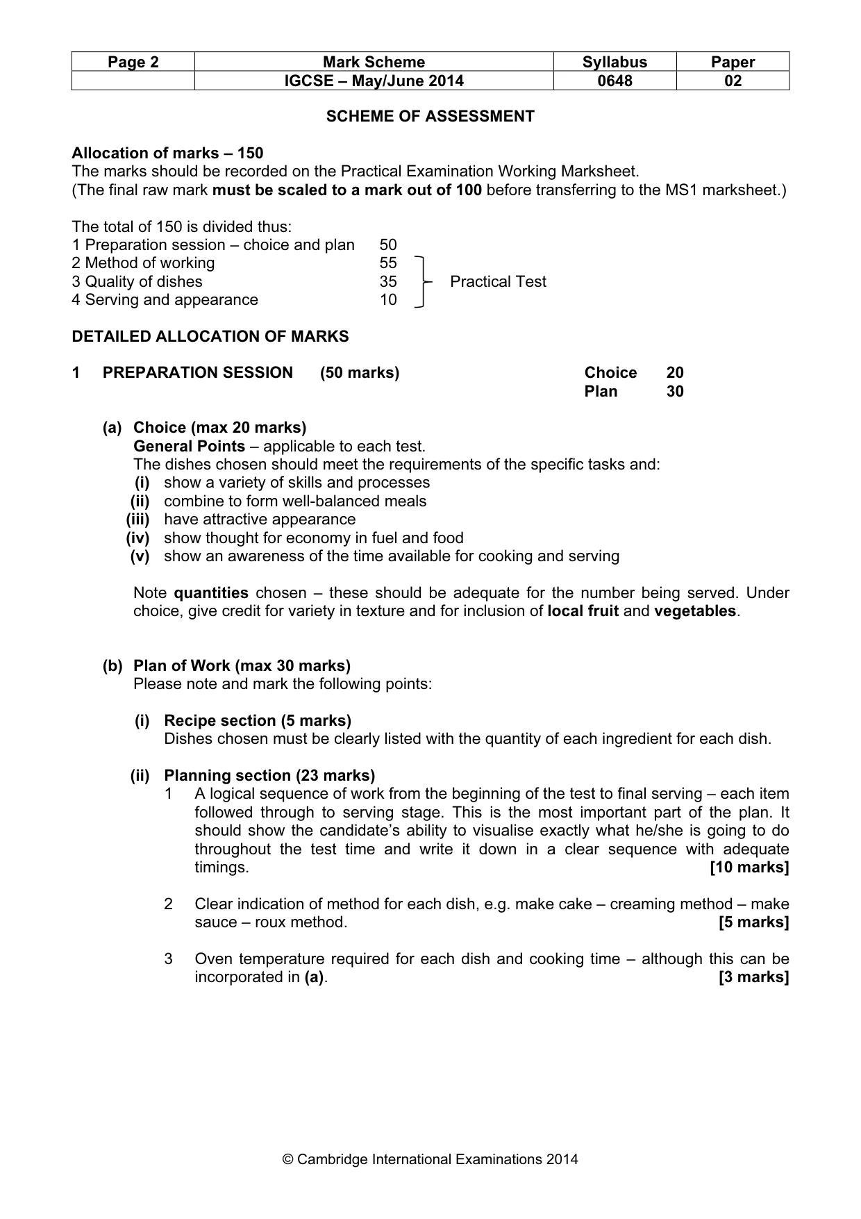 Mark scheme, page 2 of 5