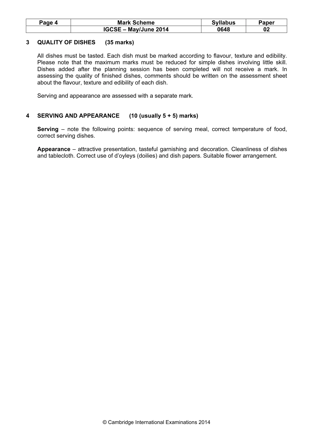 Mark scheme, page 4 of 5