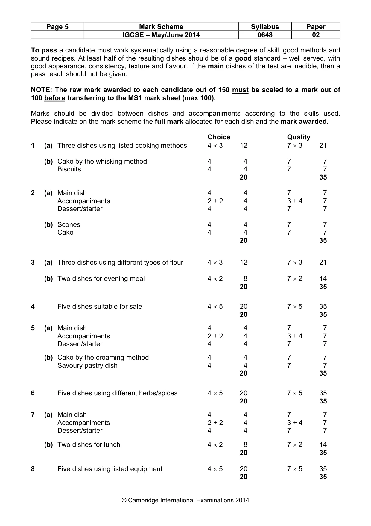 Mark scheme, page 5 of 5
