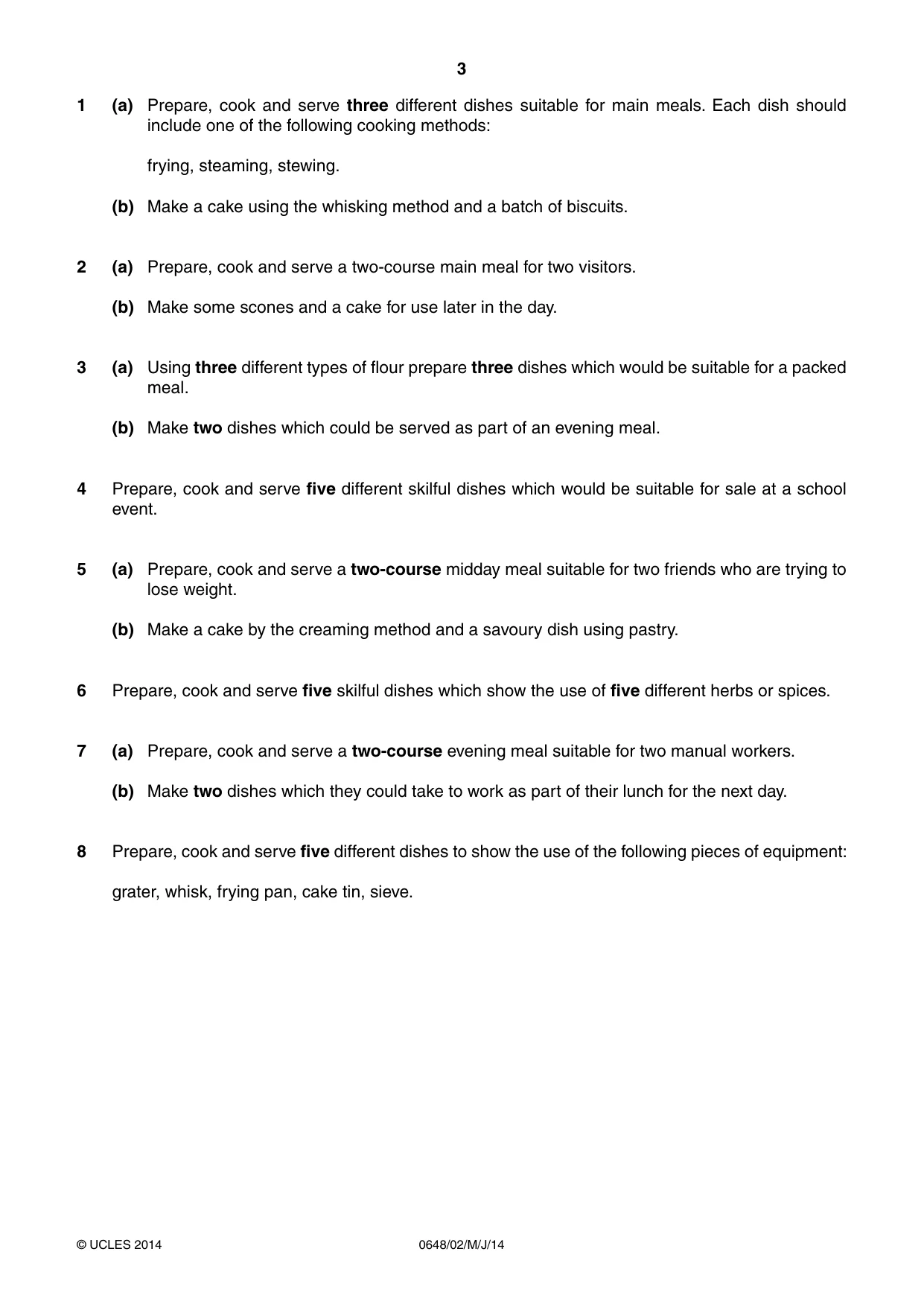 Cambridge IGCSE Food and Nutrition 0648 2014 May/June Paper 2 · Variant 1 question paper, page 3 of 4