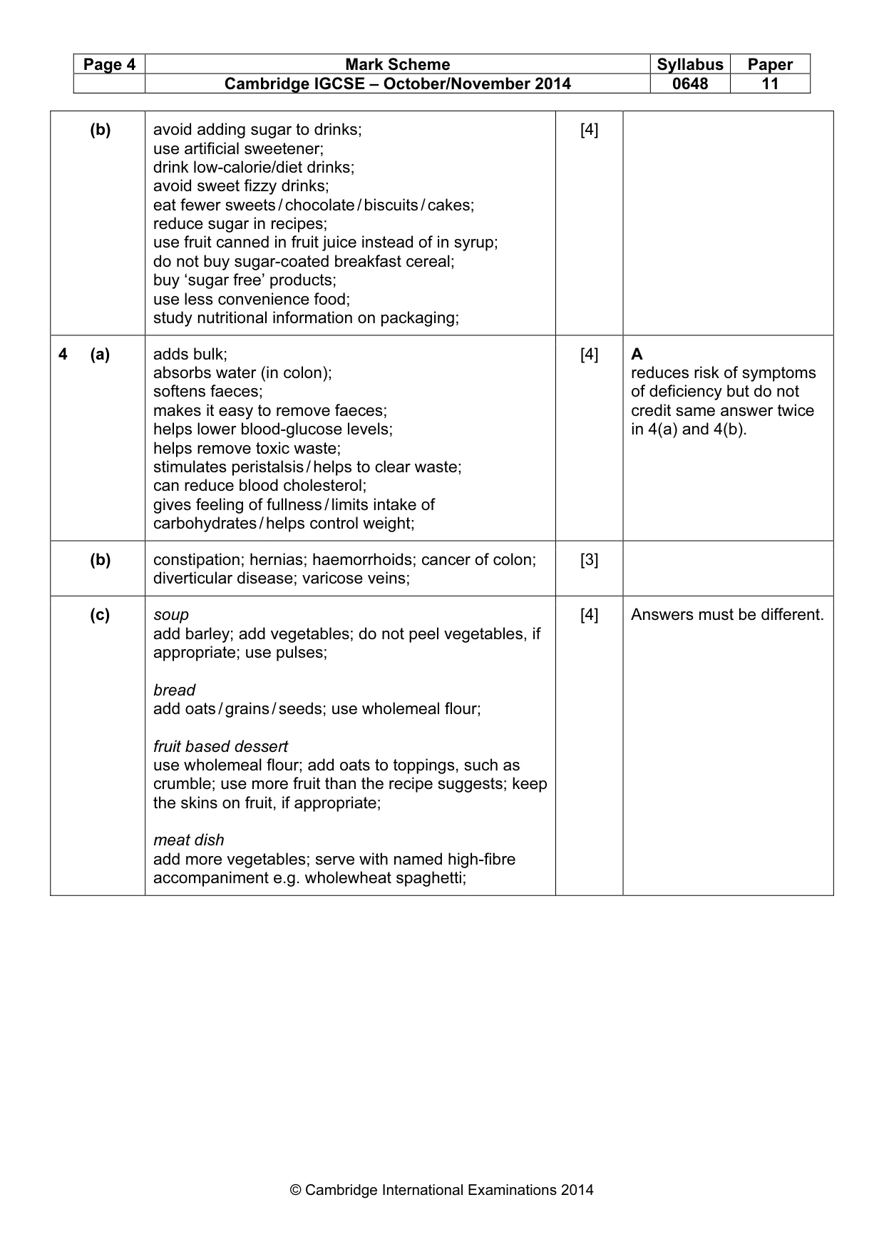 Mark scheme, page 4 of 11