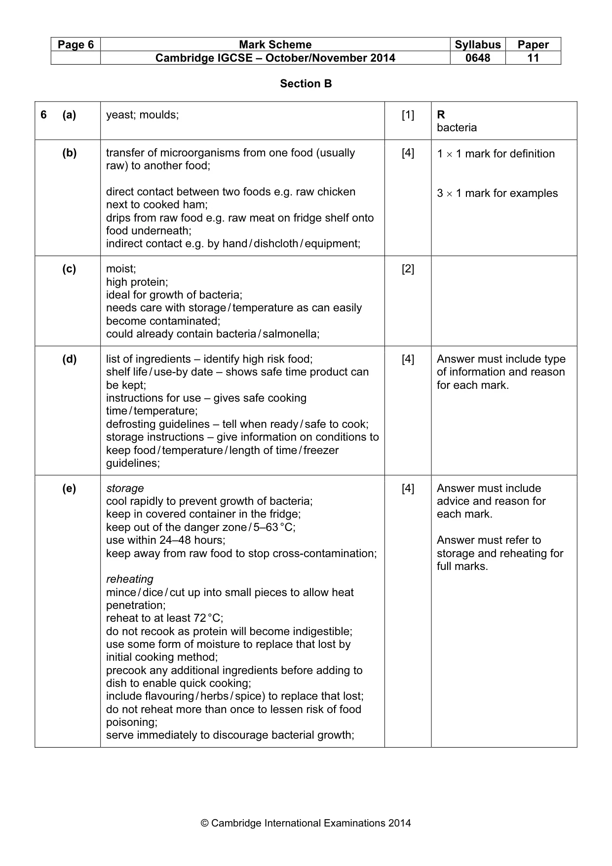 Mark scheme, page 6 of 11
