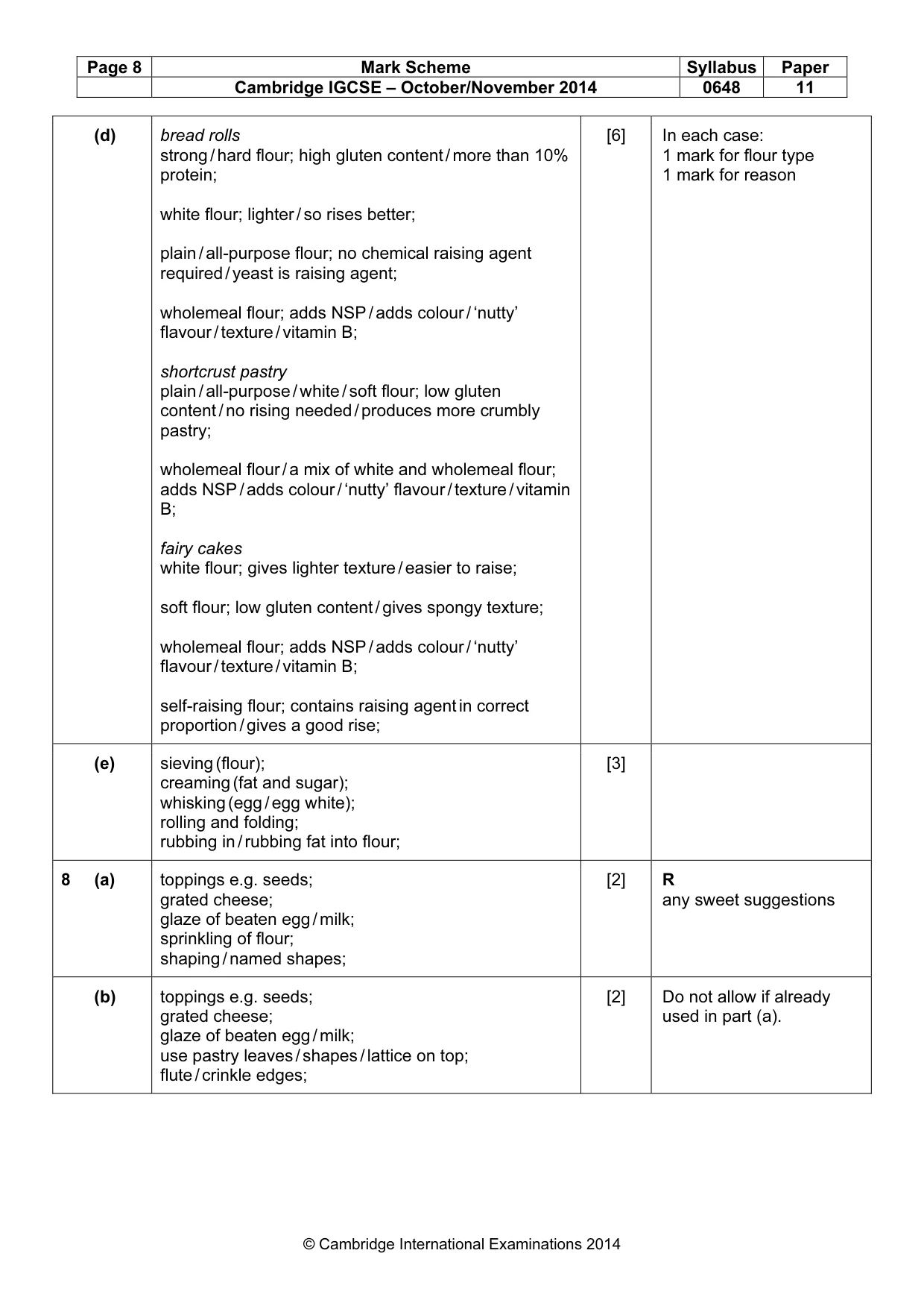 Mark scheme, page 8 of 11