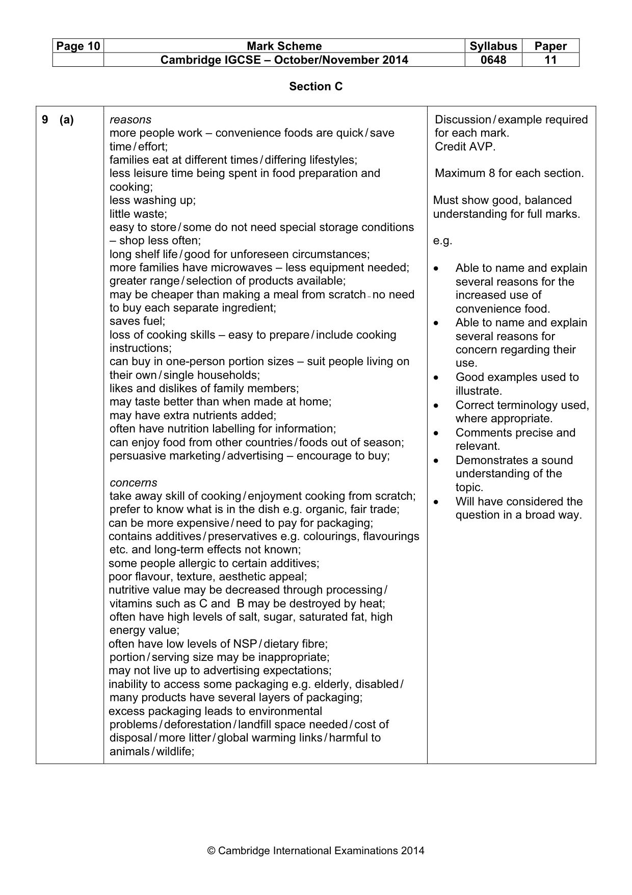 Mark scheme, page 10 of 11