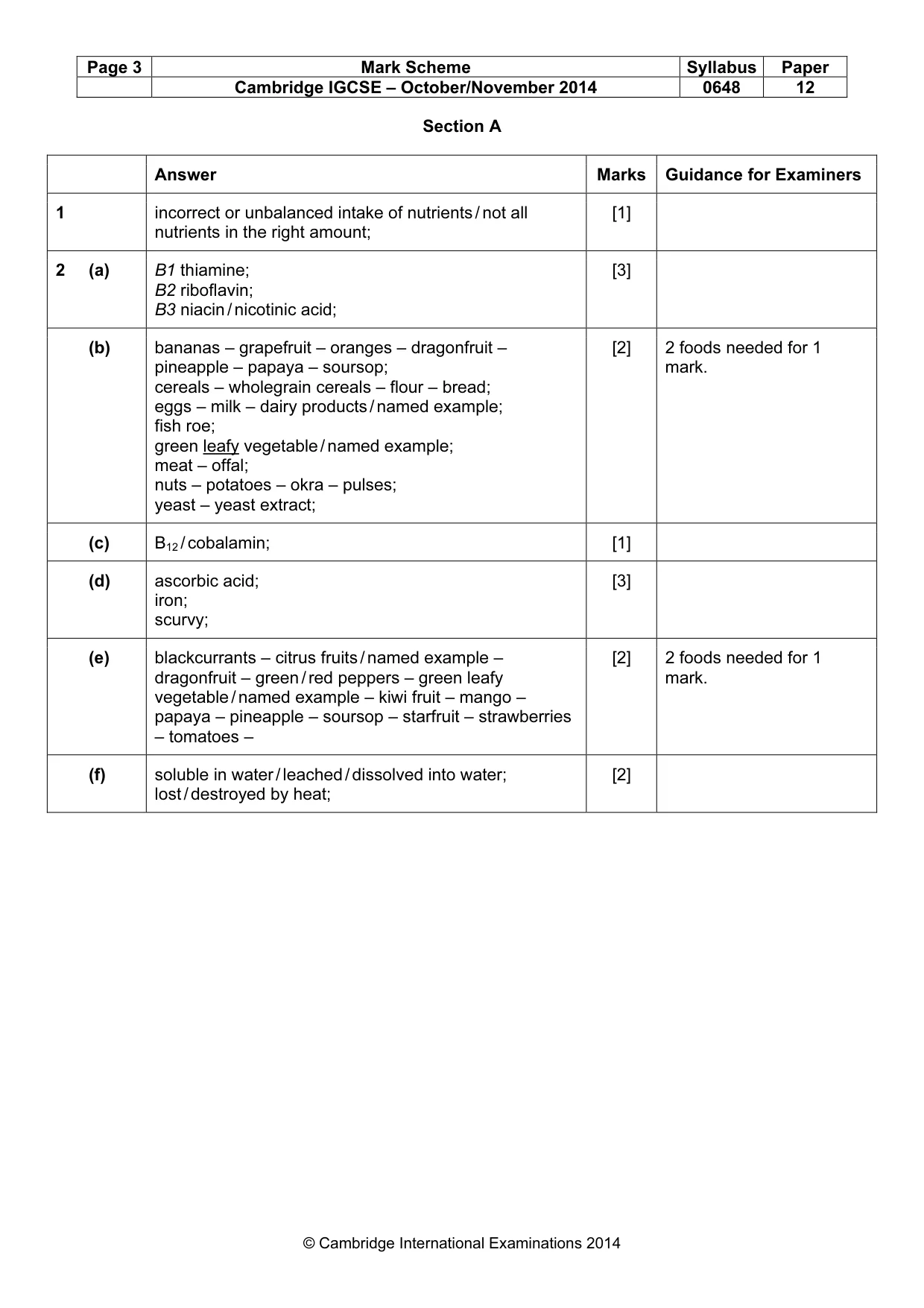 Mark scheme, page 3 of 12
