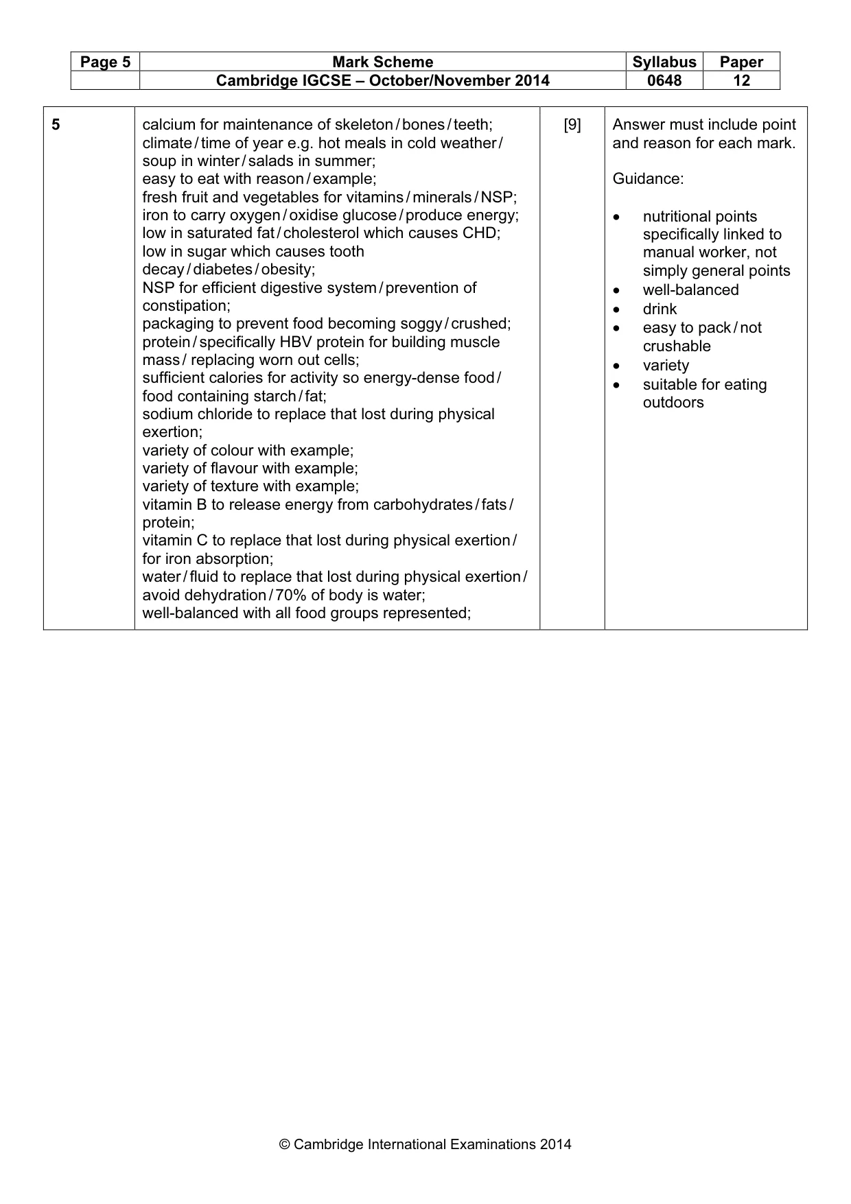 Mark scheme, page 5 of 12