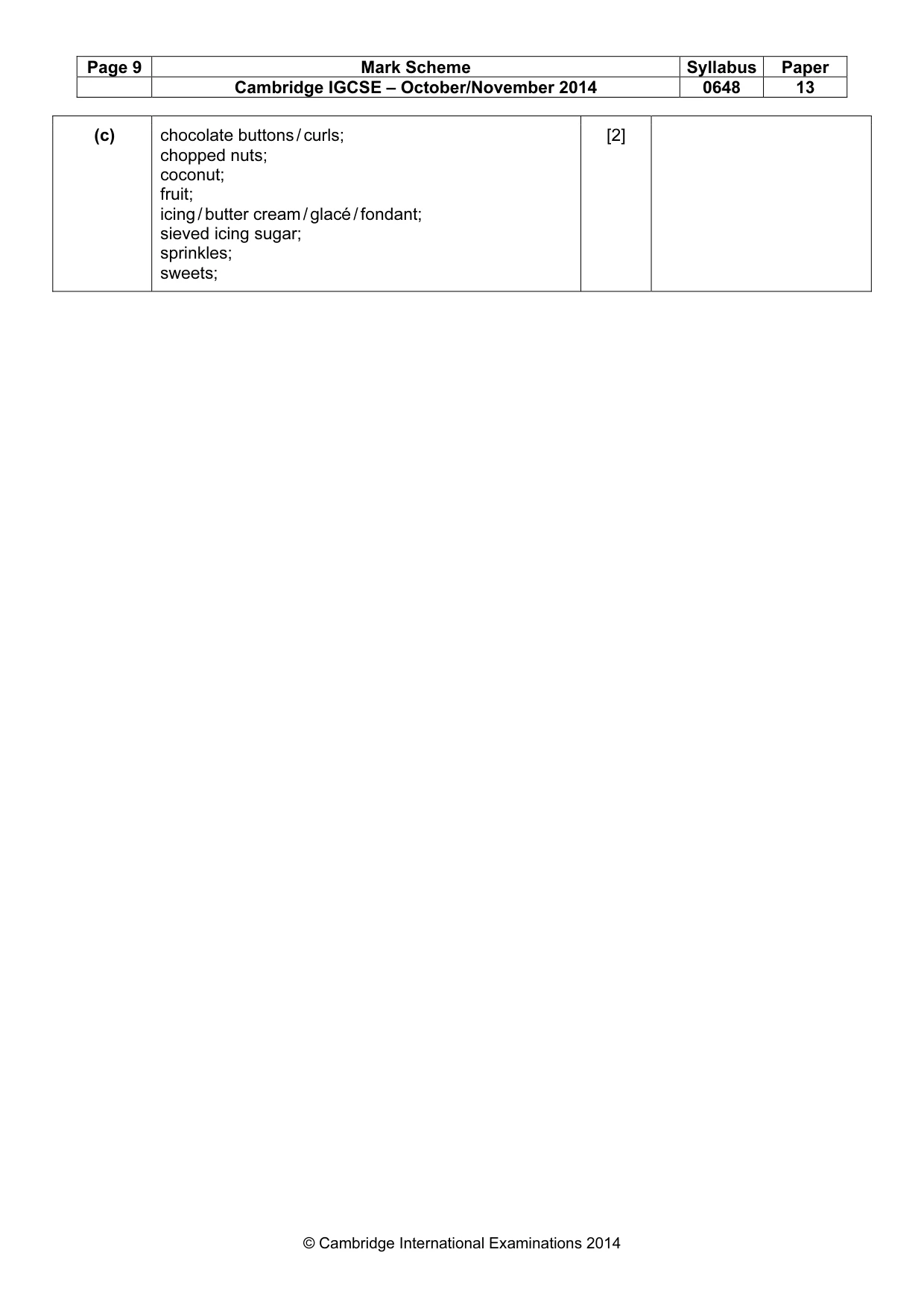 Mark scheme, page 9 of 11