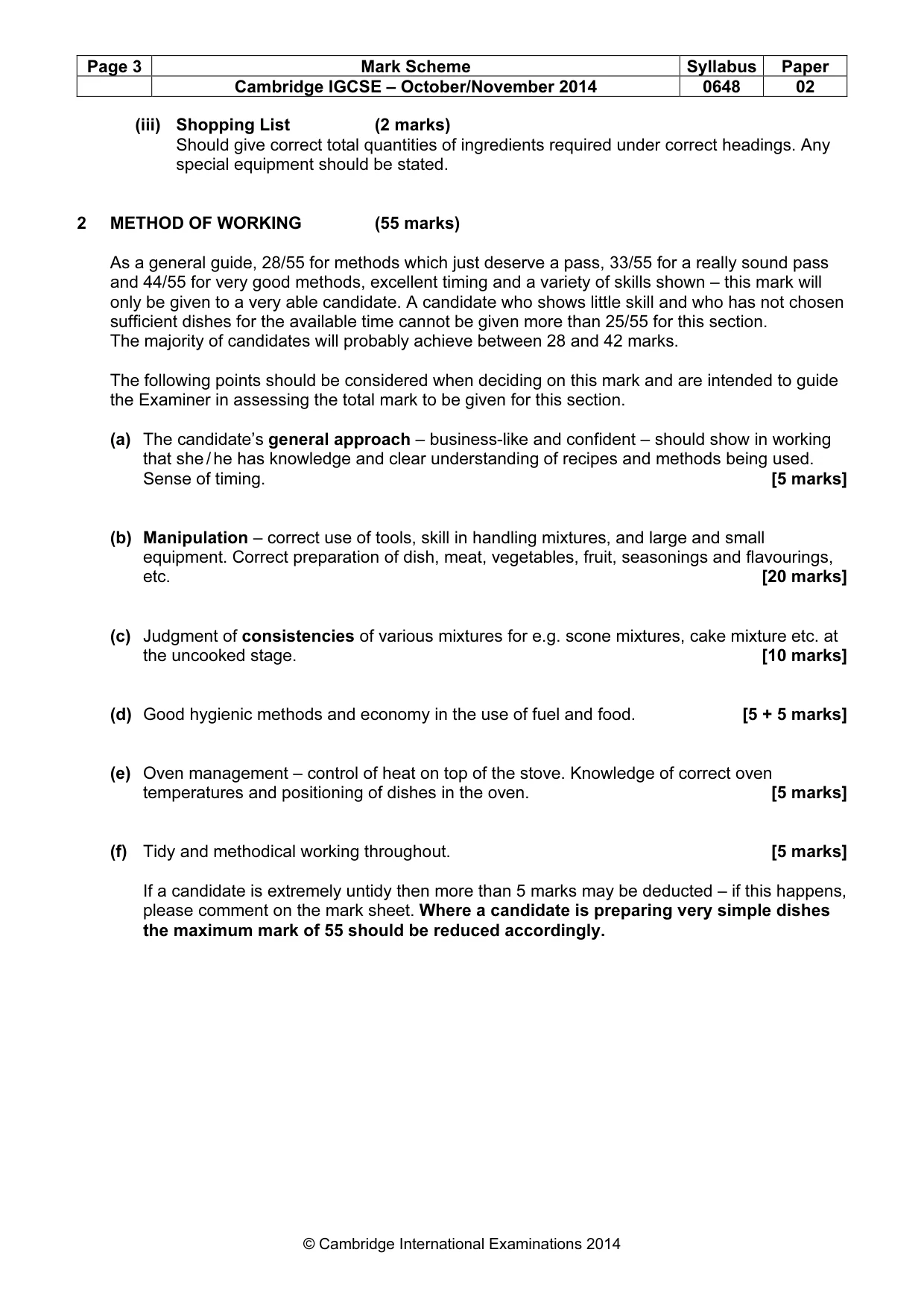 Mark scheme, page 3 of 6