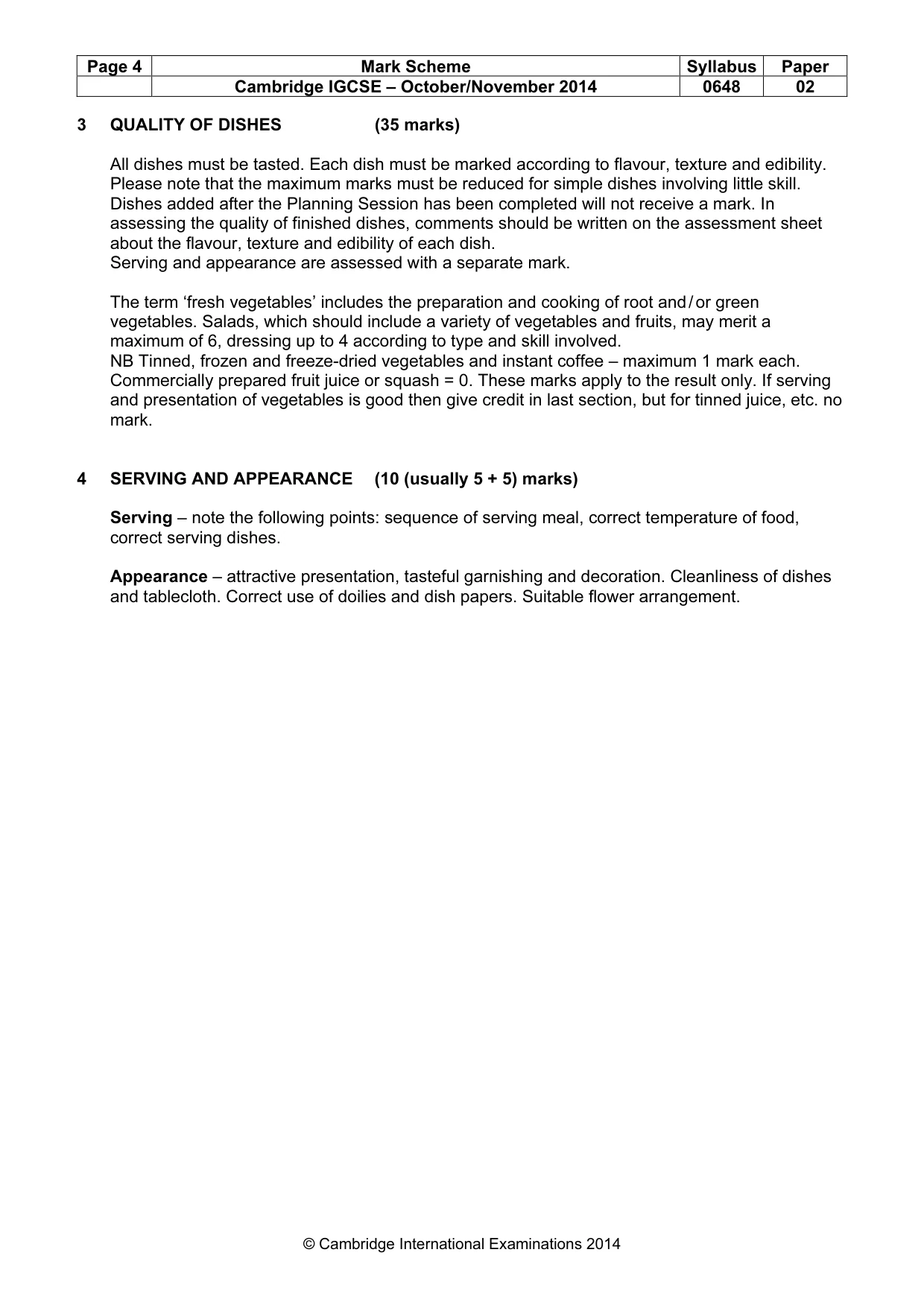 Mark scheme, page 4 of 6