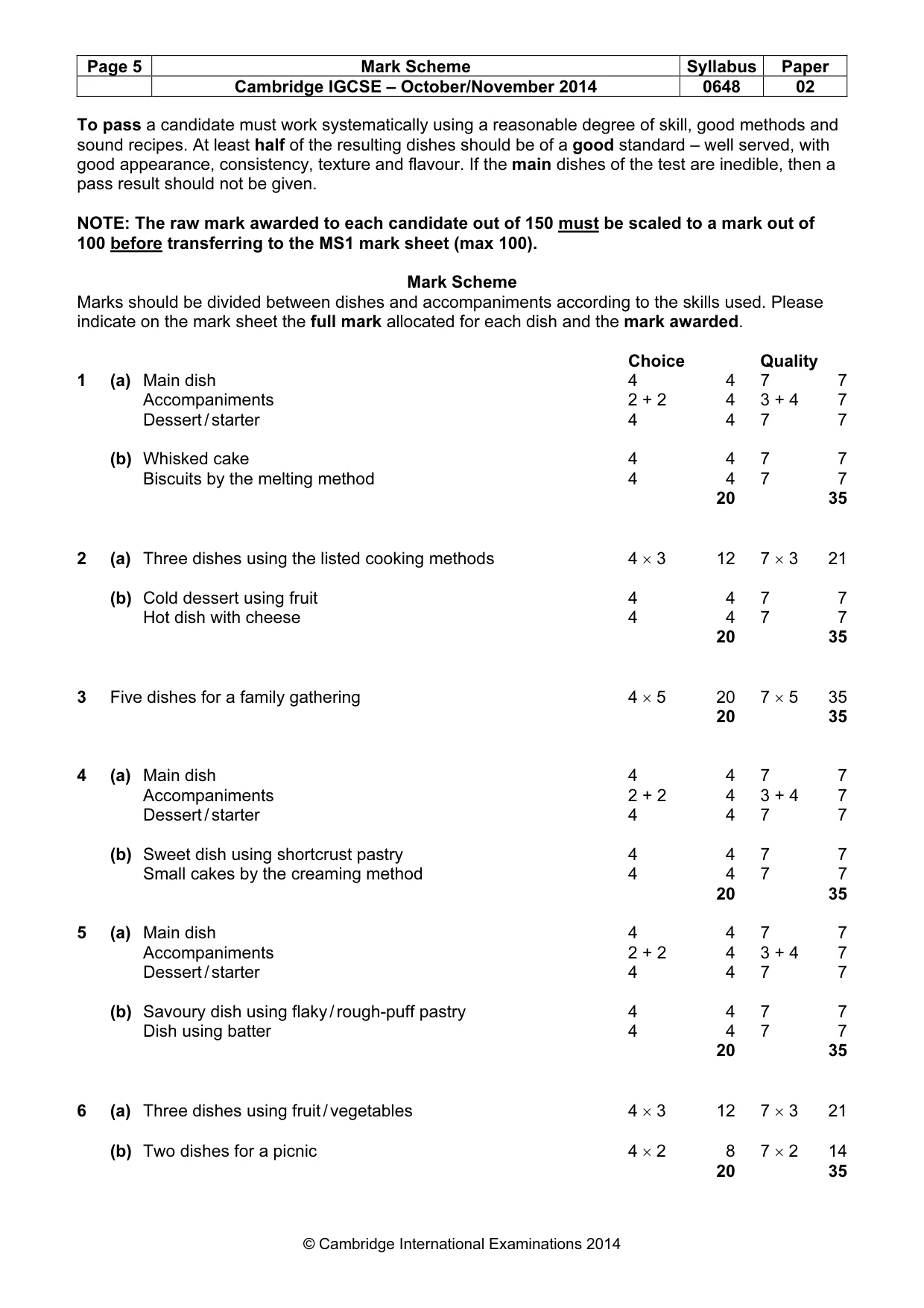 Mark scheme, page 5 of 6