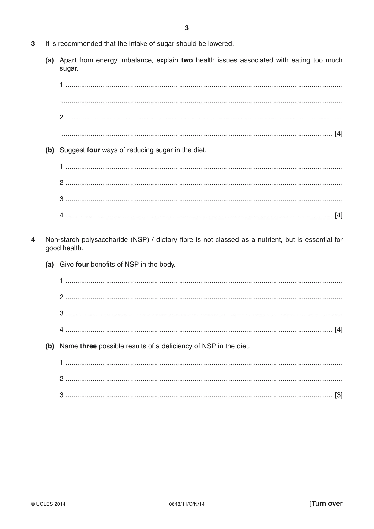 Cambridge IGCSE Food and Nutrition 0648 2014 Oct/Nov Paper 1 · Variant 1 question paper, page 3 of 12