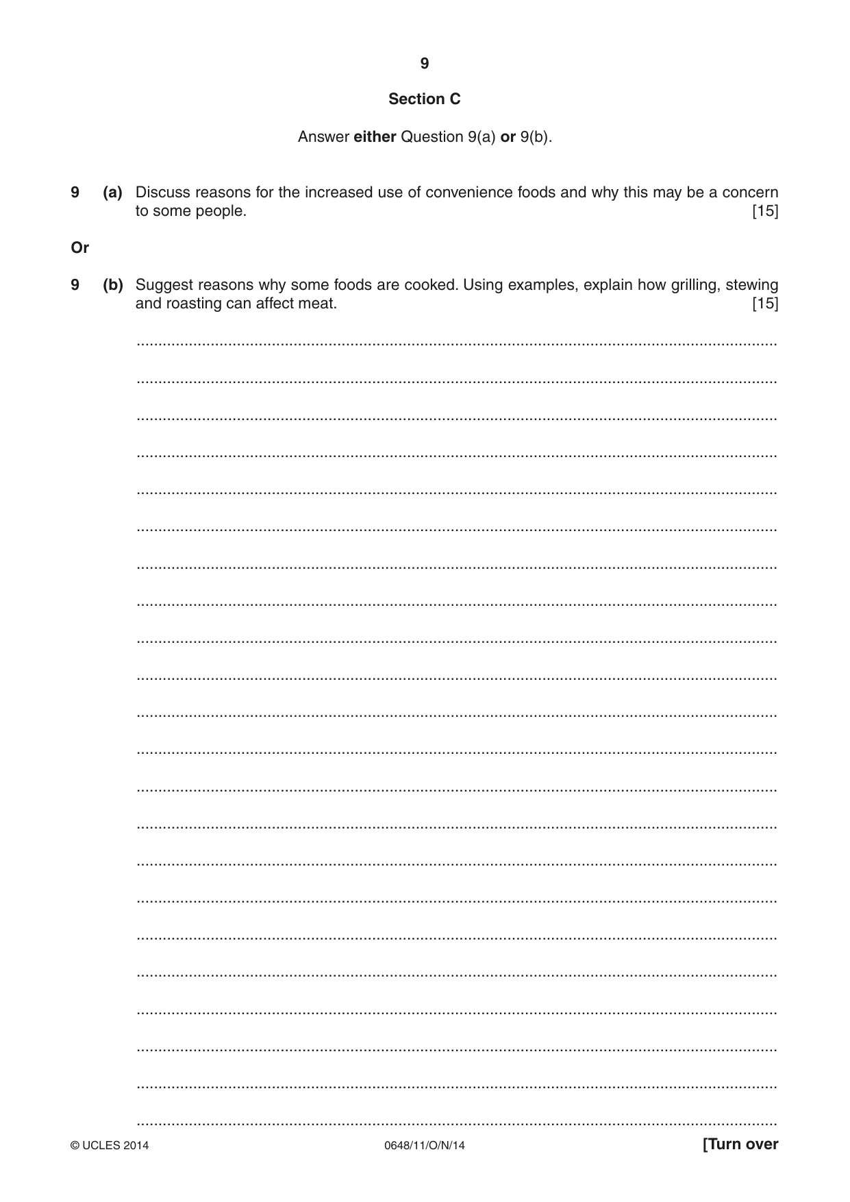Cambridge IGCSE Food and Nutrition 0648 2014 Oct/Nov Paper 1 · Variant 1 question paper, page 9 of 12
