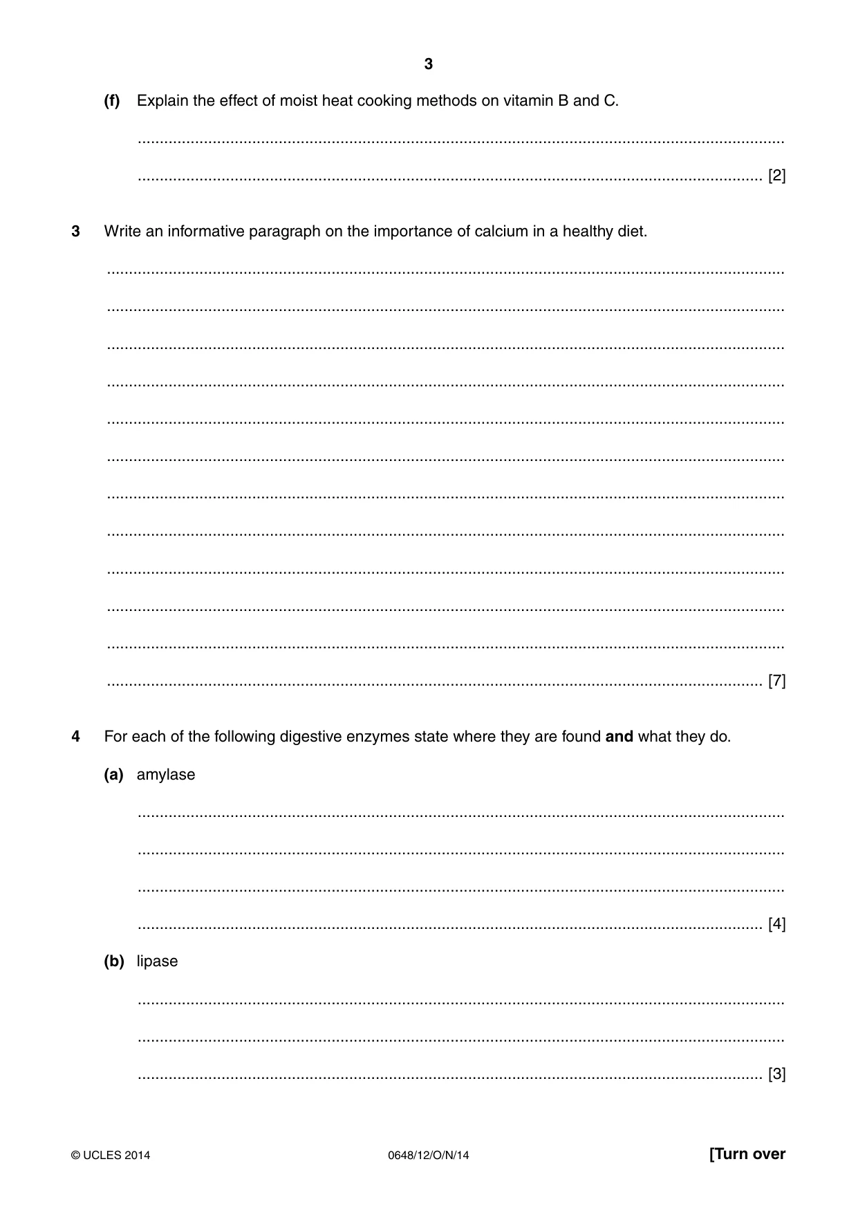 Cambridge IGCSE Food and Nutrition 0648 2014 Oct/Nov Paper 1 · Variant 2 question paper, page 3 of 12