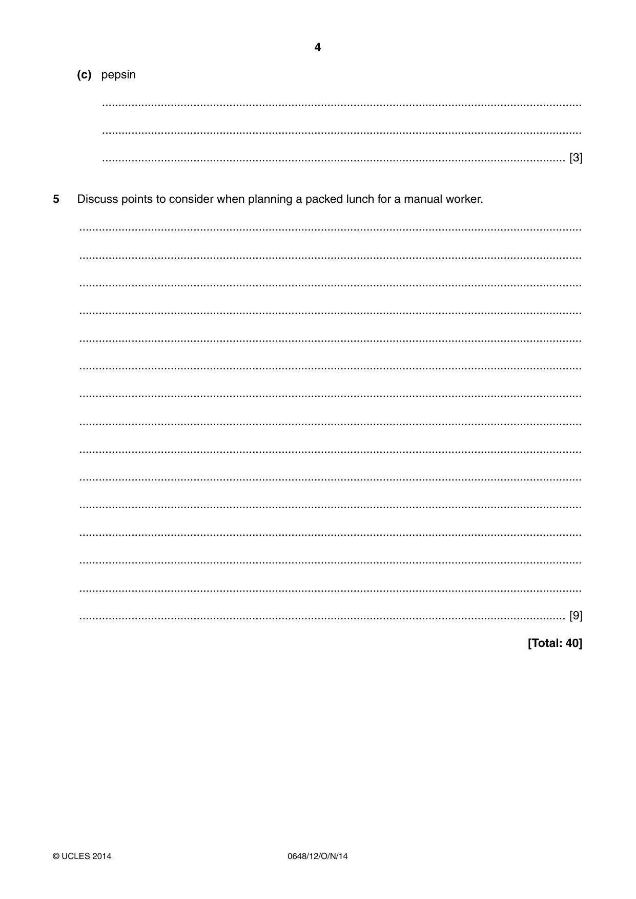 Cambridge IGCSE Food and Nutrition 0648 2014 Oct/Nov Paper 1 · Variant 2 question paper, page 4 of 12