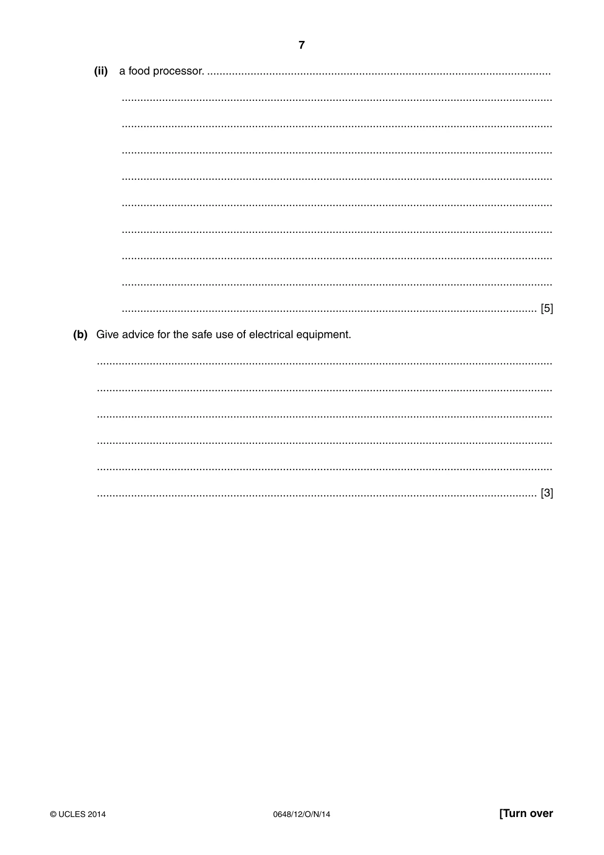 Cambridge IGCSE Food and Nutrition 0648 2014 Oct/Nov Paper 1 · Variant 2 question paper, page 7 of 12