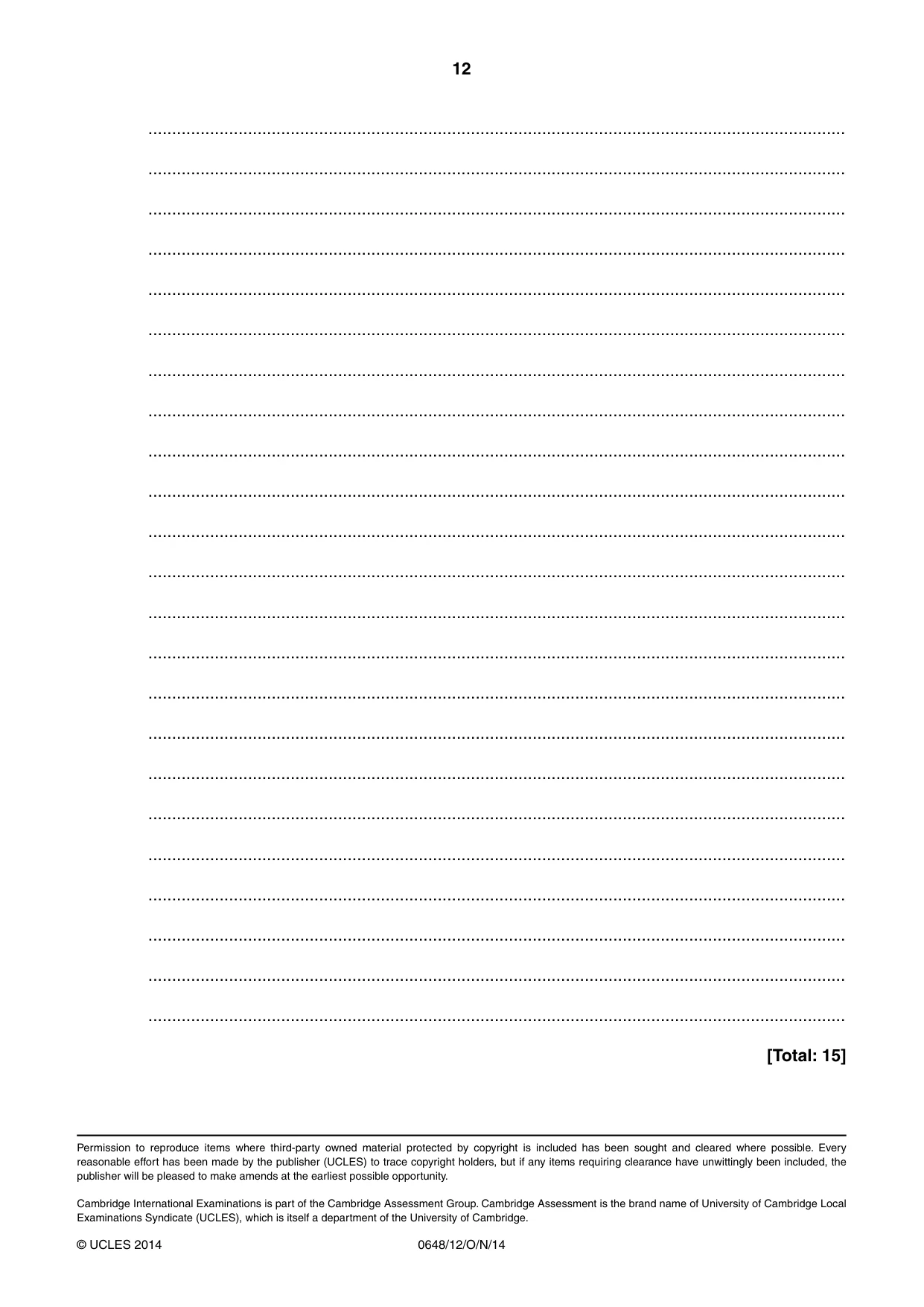 Cambridge IGCSE Food and Nutrition 0648 2014 Oct/Nov Paper 1 · Variant 2 question paper, page 12 of 12