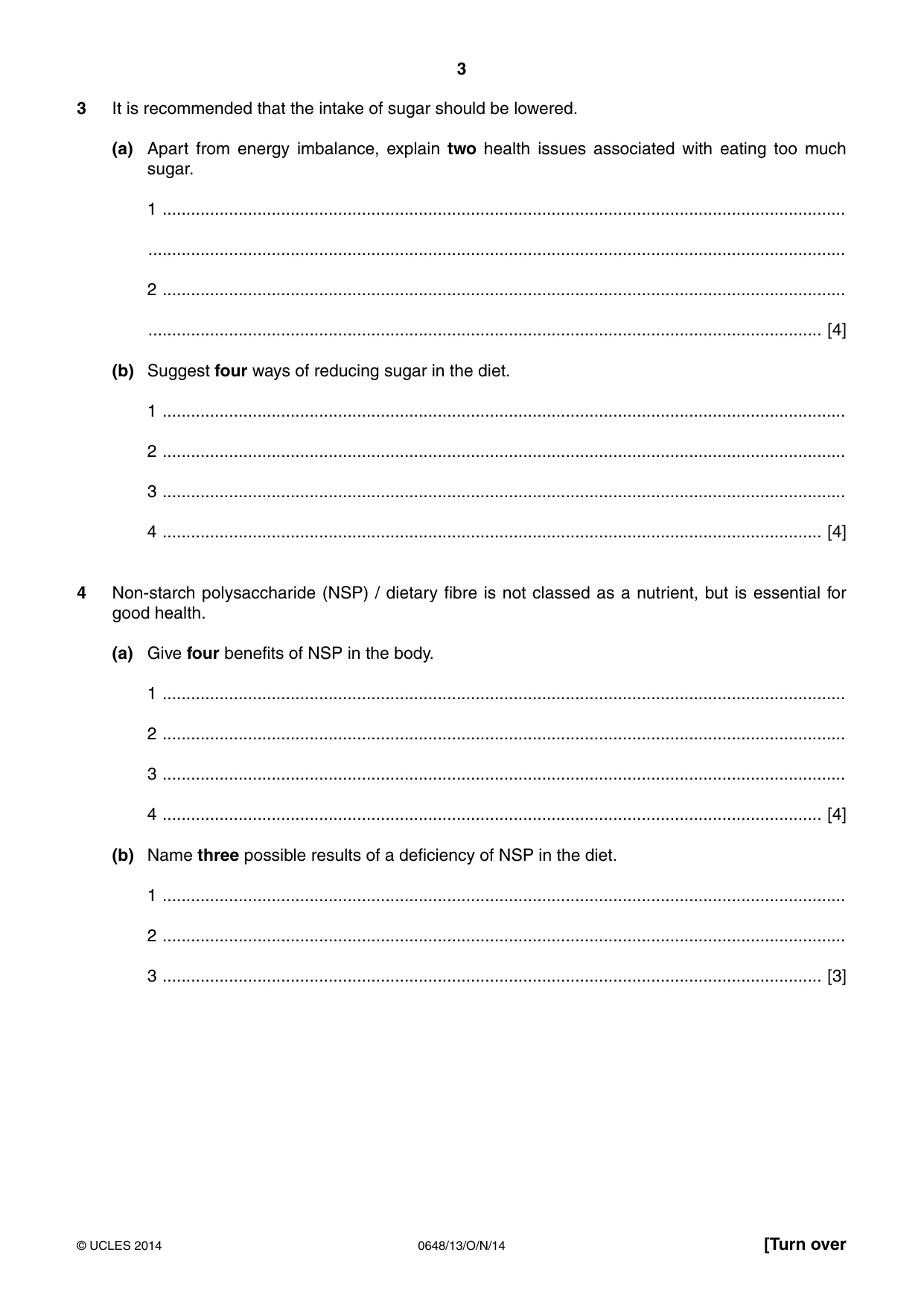 Cambridge IGCSE Food and Nutrition 0648 2014 Oct/Nov Paper 1 · Variant 3 question paper, page 3 of 12