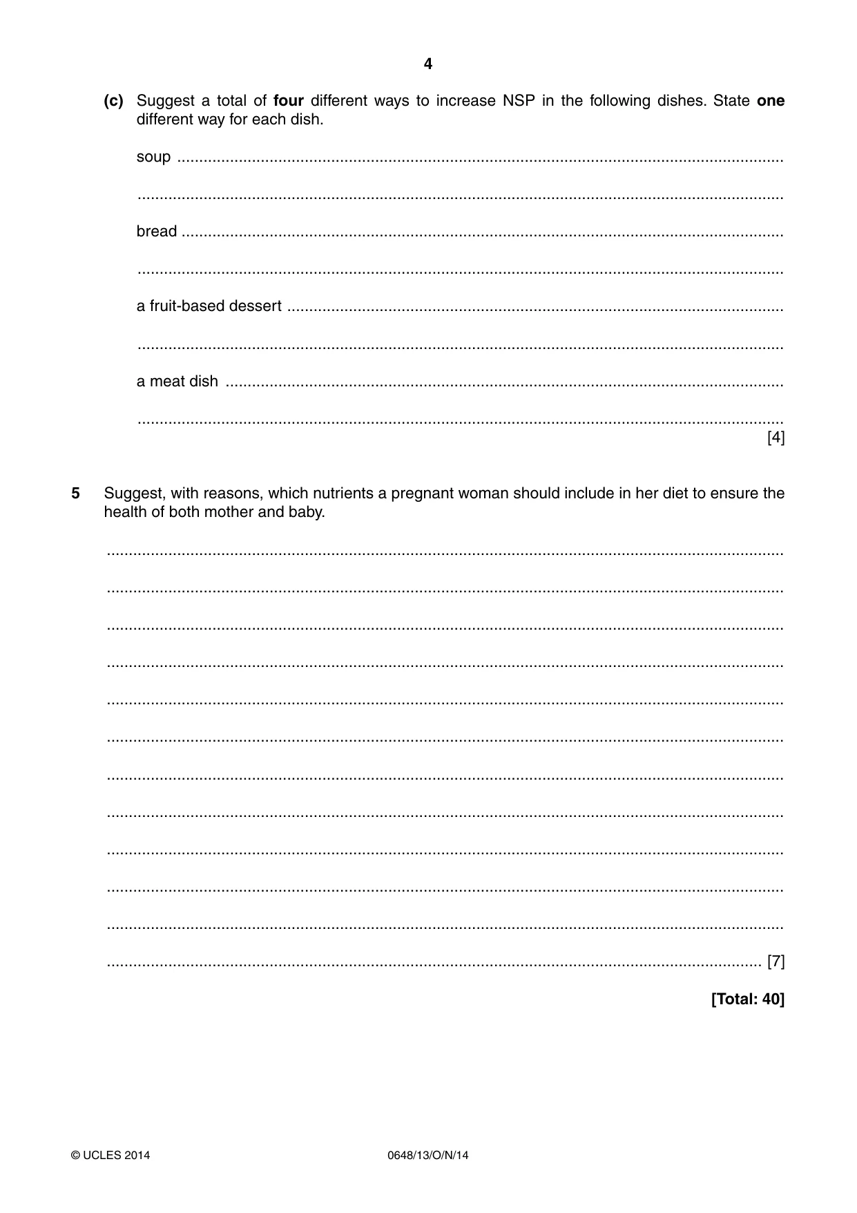 Cambridge IGCSE Food and Nutrition 0648 2014 Oct/Nov Paper 1 · Variant 3 question paper, page 4 of 12