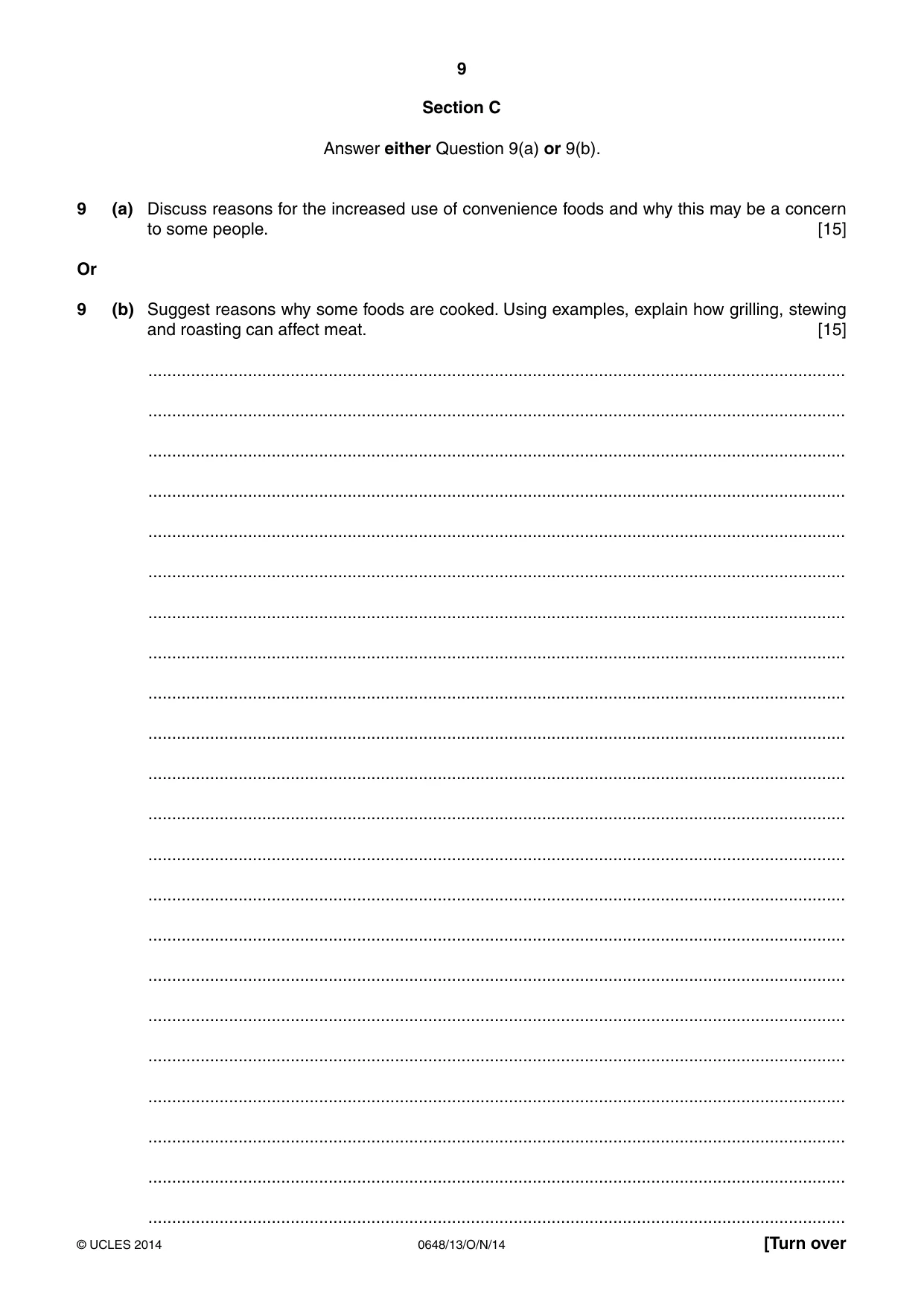 Cambridge IGCSE Food and Nutrition 0648 2014 Oct/Nov Paper 1 · Variant 3 question paper, page 9 of 12
