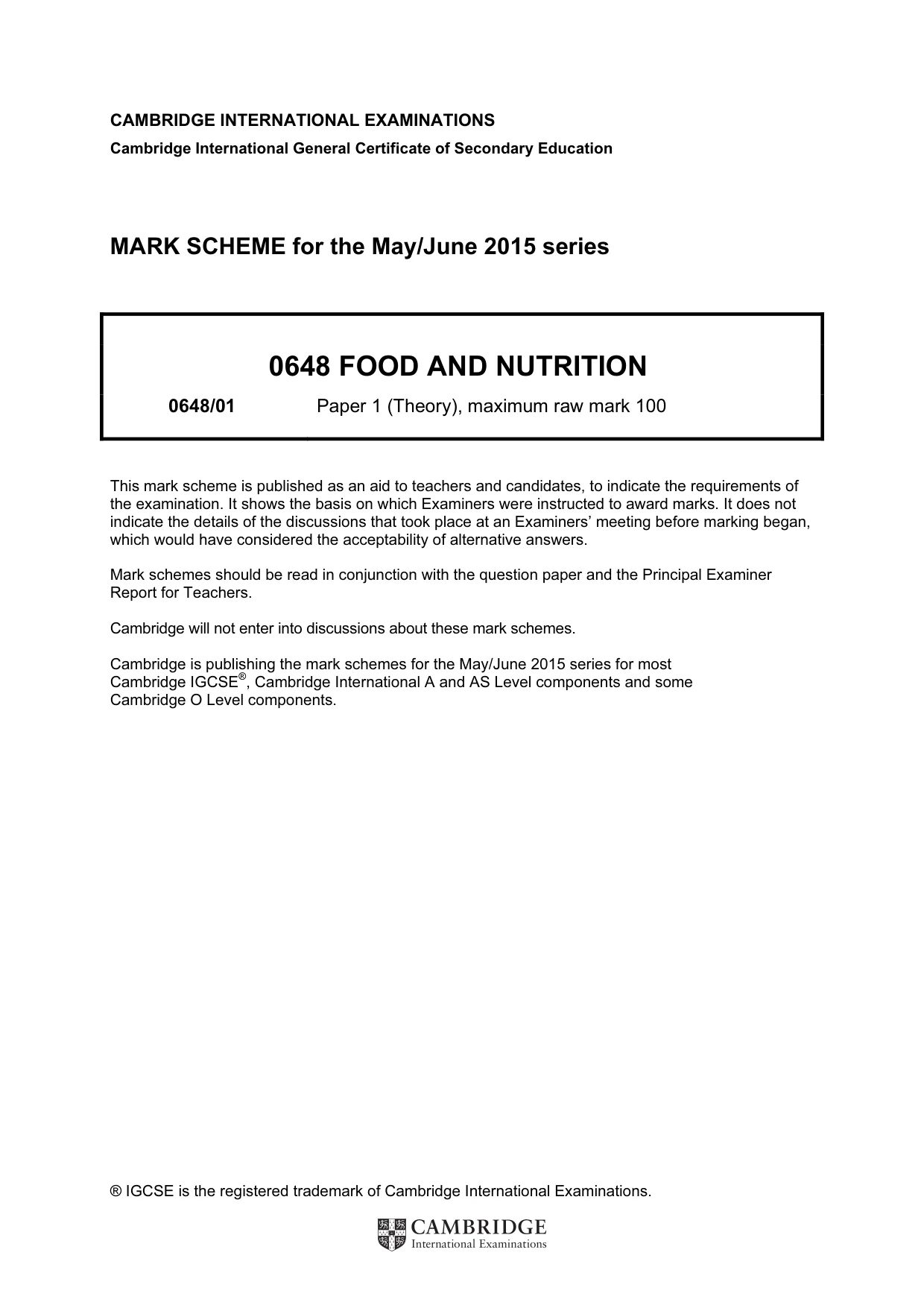 Mark scheme, page 1 of 9