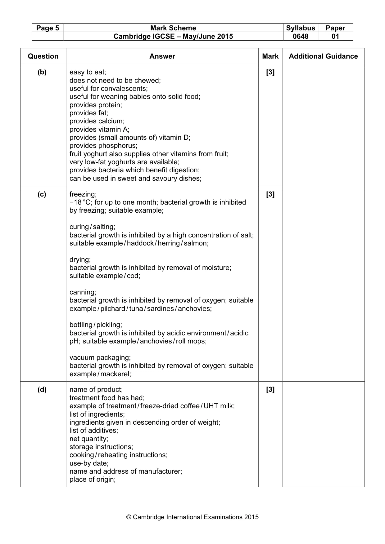 Mark scheme, page 5 of 9