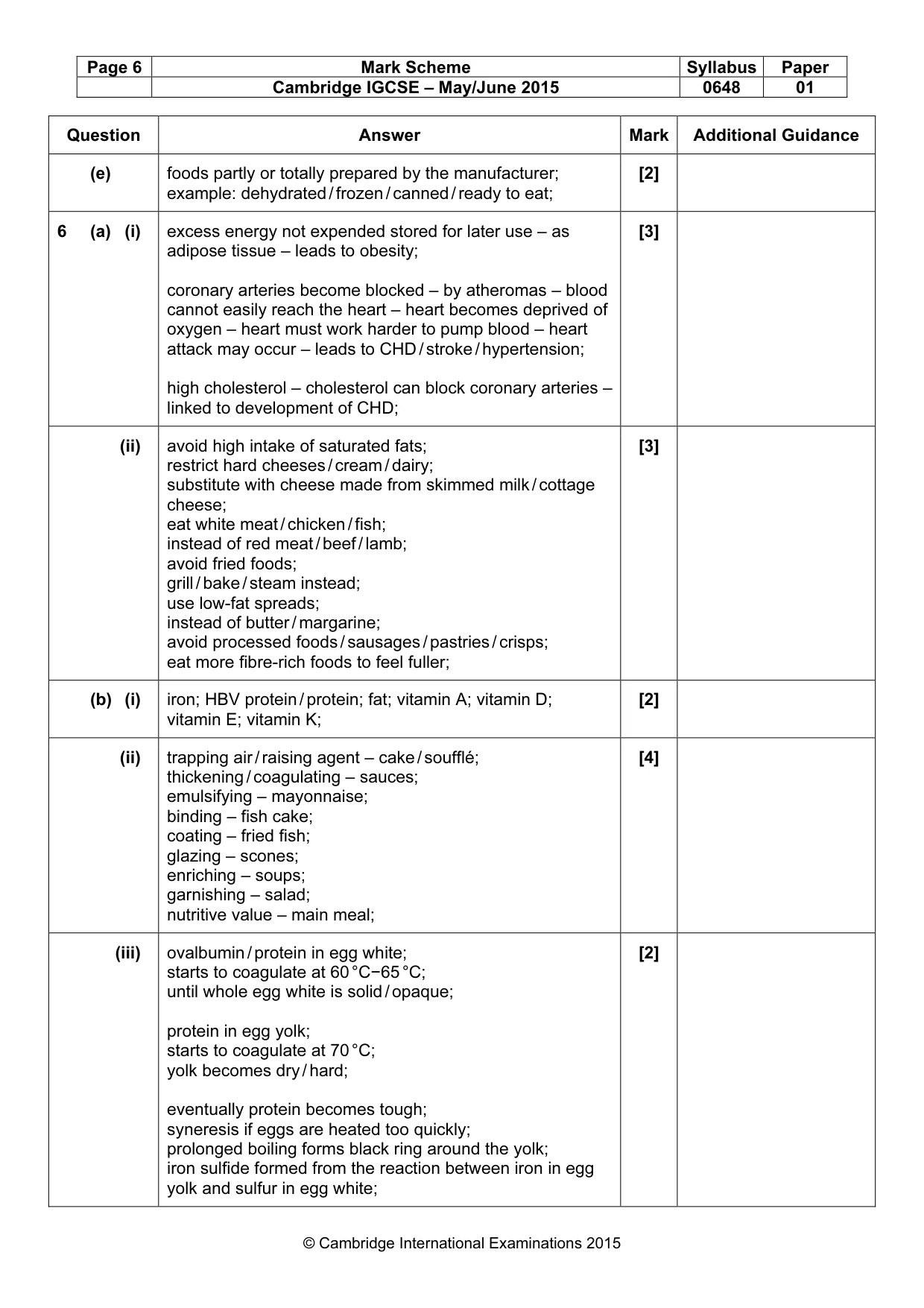 Mark scheme, page 6 of 9