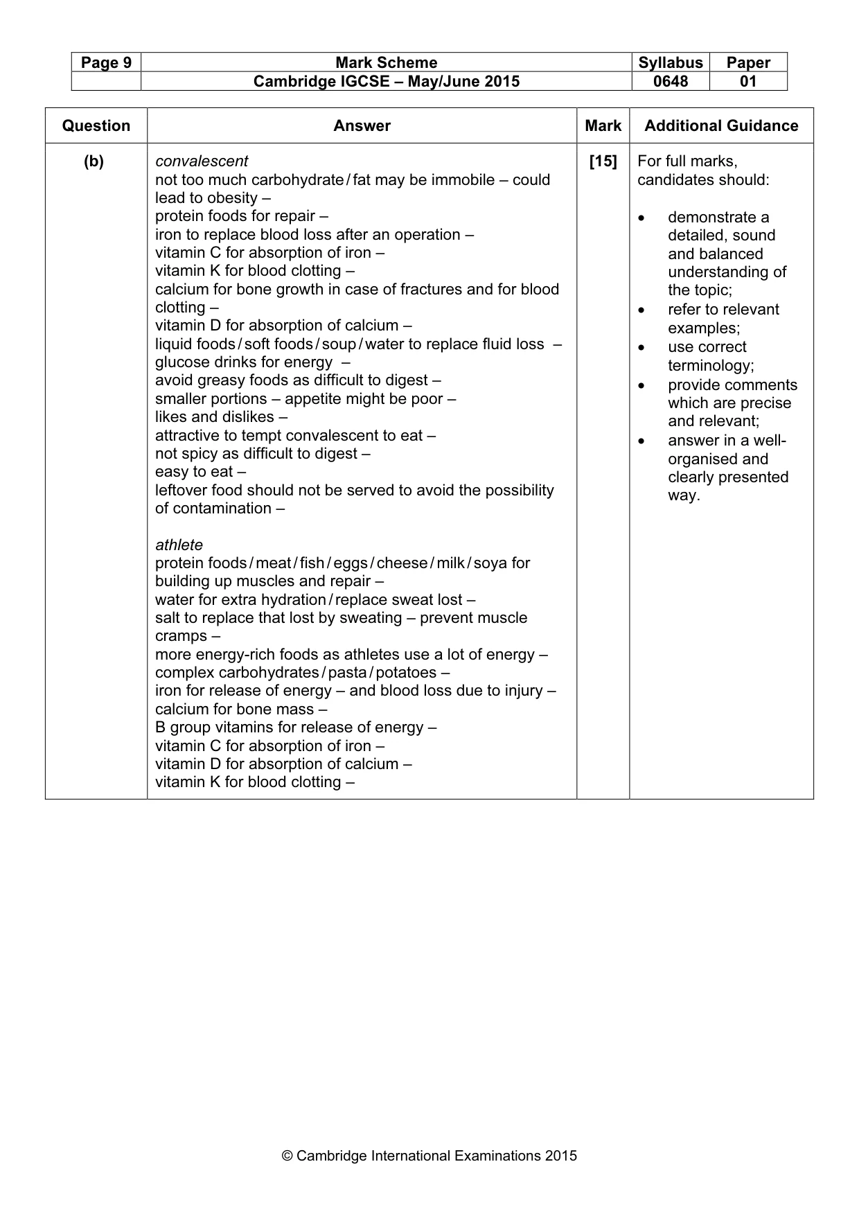 Mark scheme, page 9 of 9