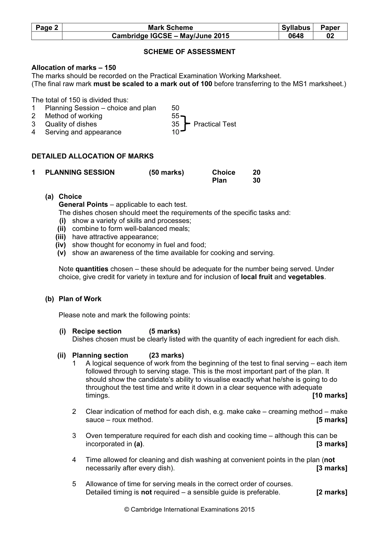 Mark scheme, page 2 of 5