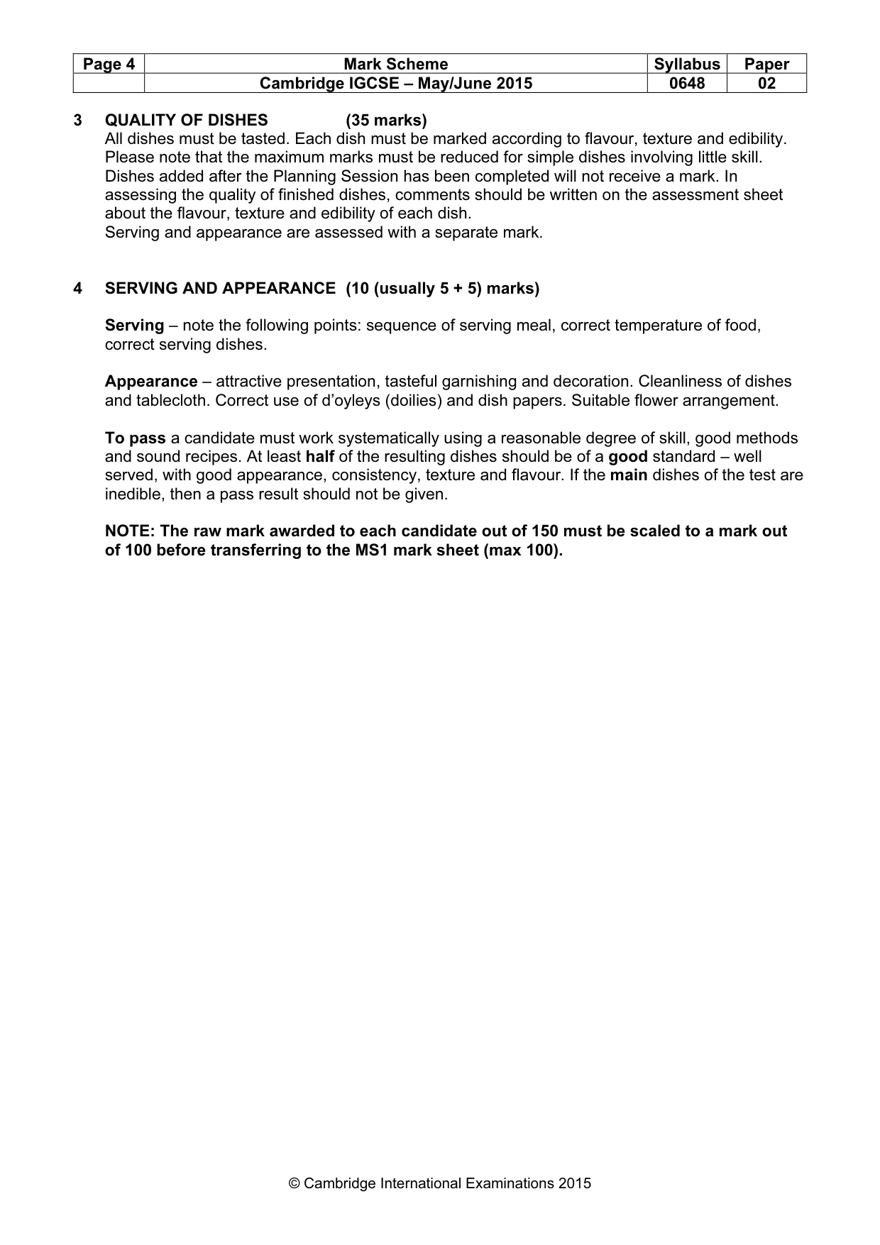 Mark scheme, page 4 of 5