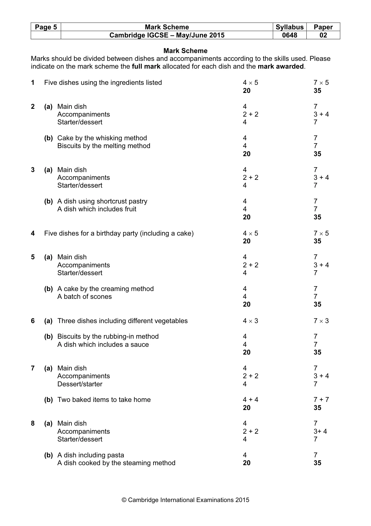 Mark scheme, page 5 of 5