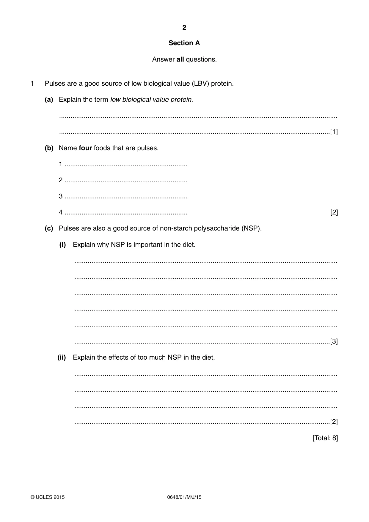 Cambridge IGCSE Food and Nutrition 0648 2015 May/June Paper 1 · Variant 1 question paper, page 2 of 12