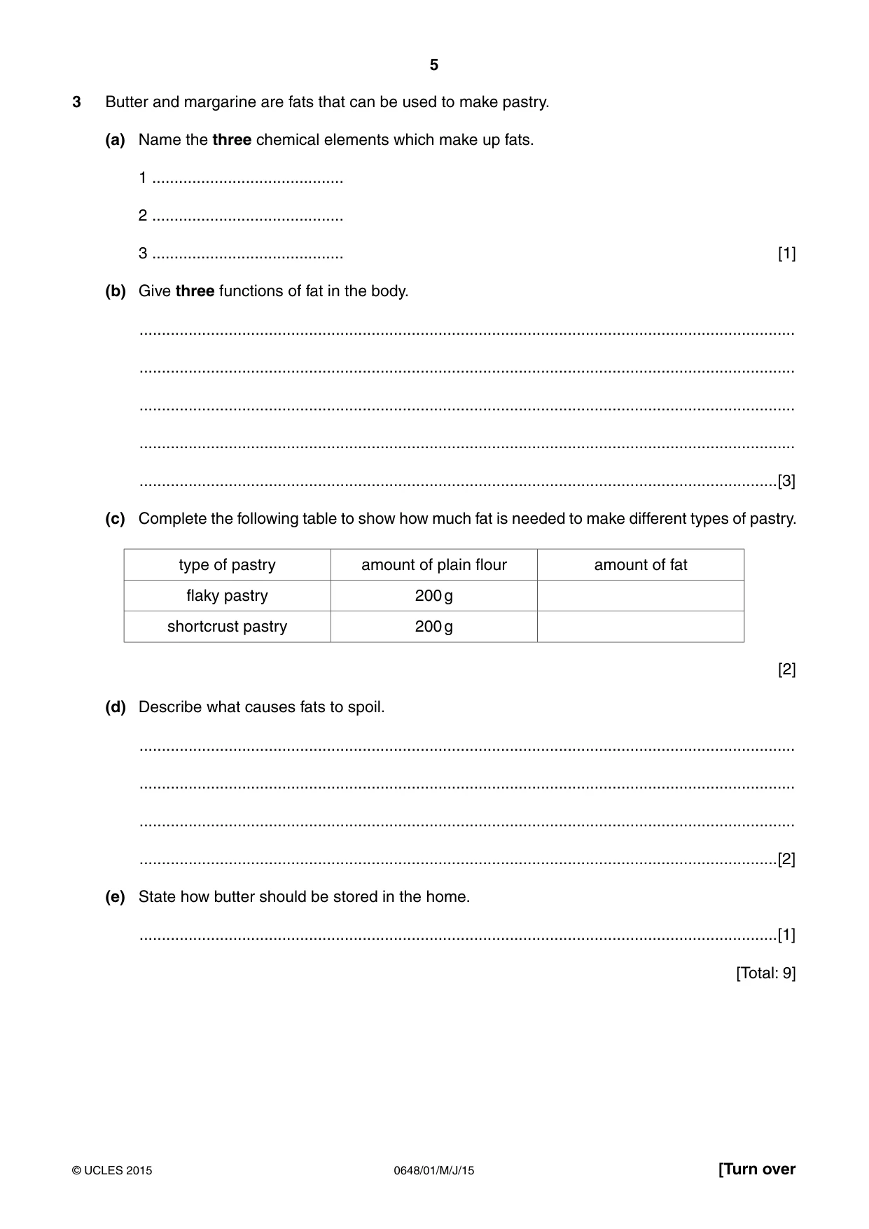 Cambridge IGCSE Food and Nutrition 0648 2015 May/June Paper 1 · Variant 1 question paper, page 5 of 12